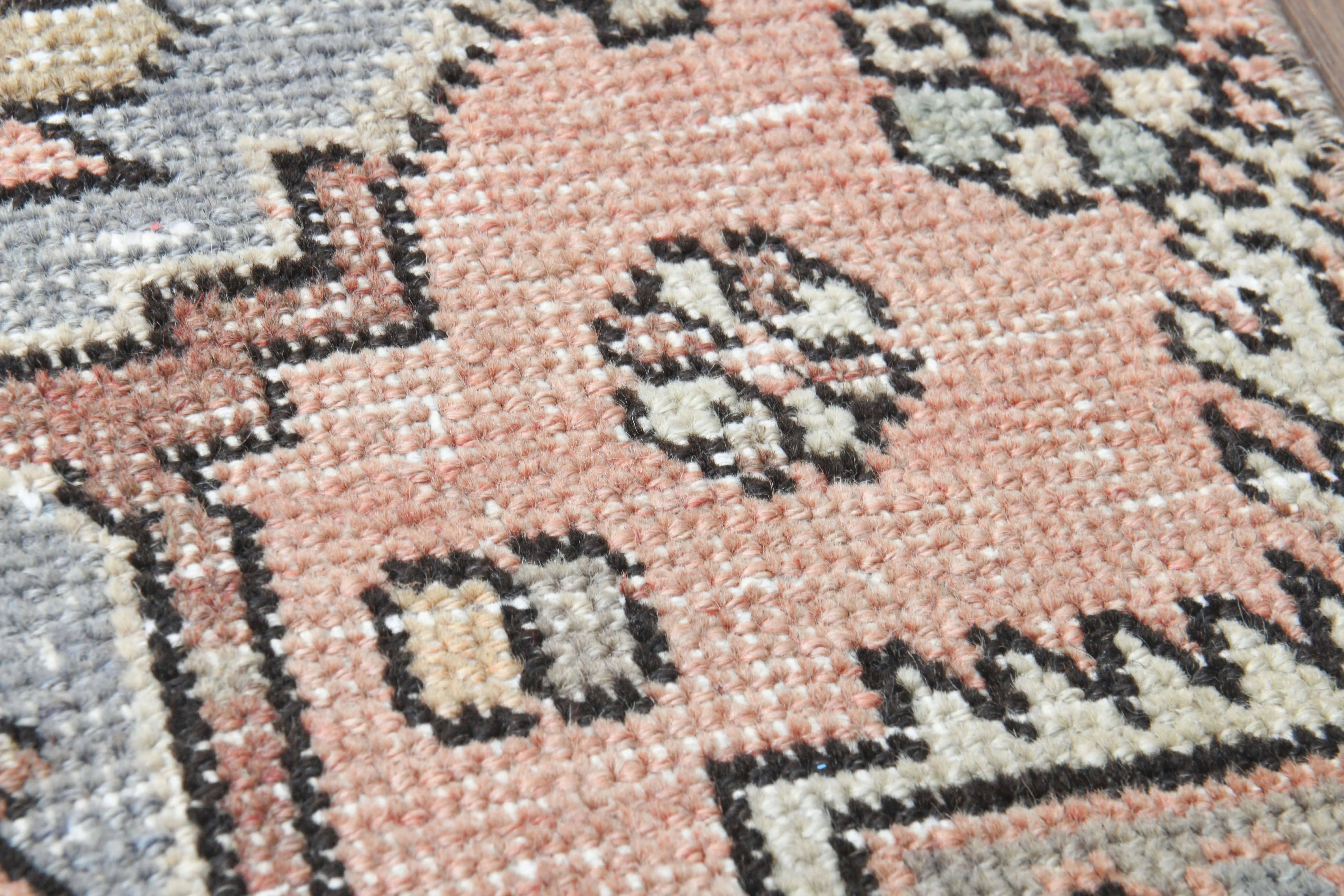 1970s Turkish Oushak Handmade Wool Cotton Orange Runner Rug