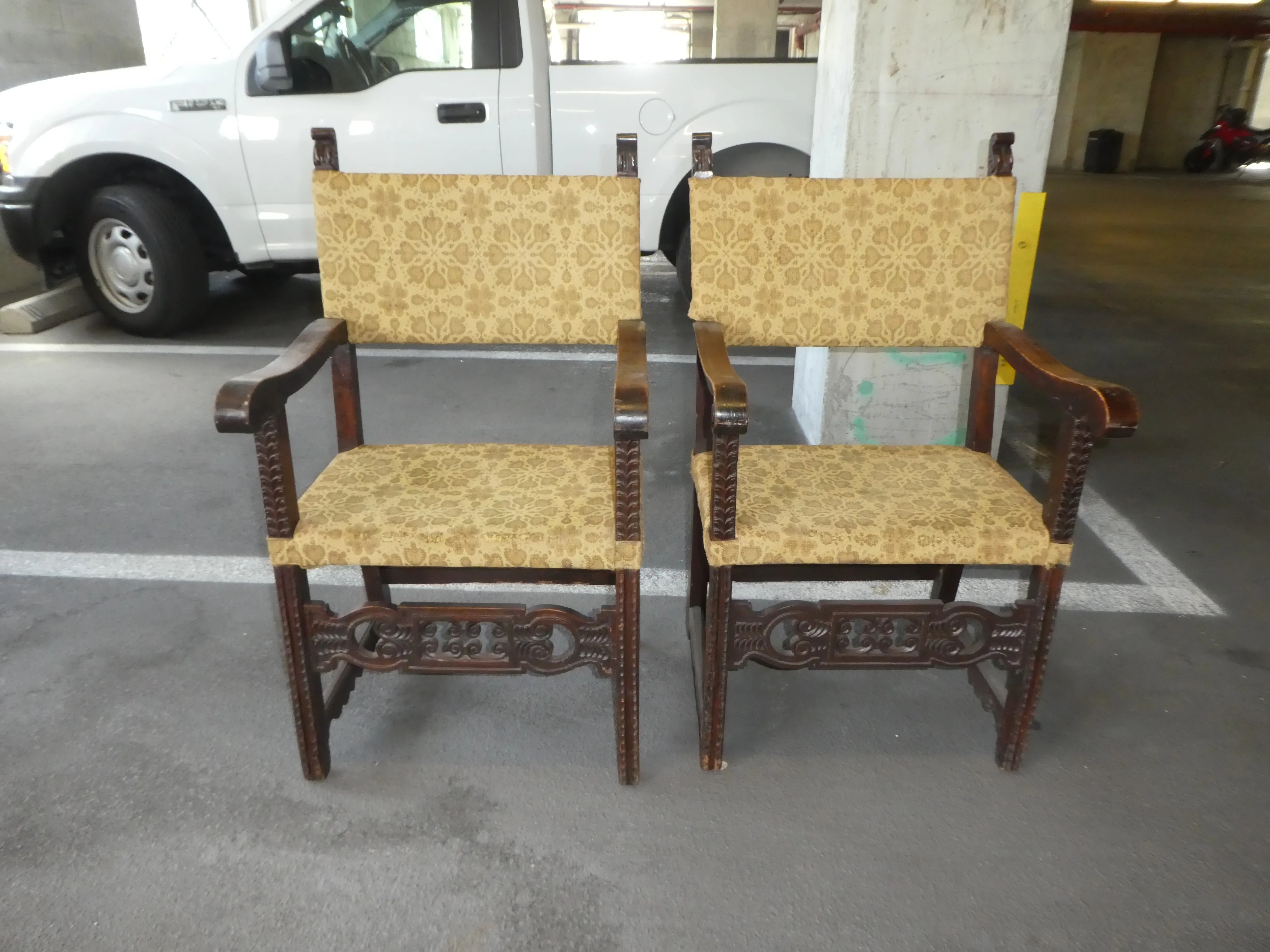 17th Century Spanish Accent Arm Chairs - a Pair