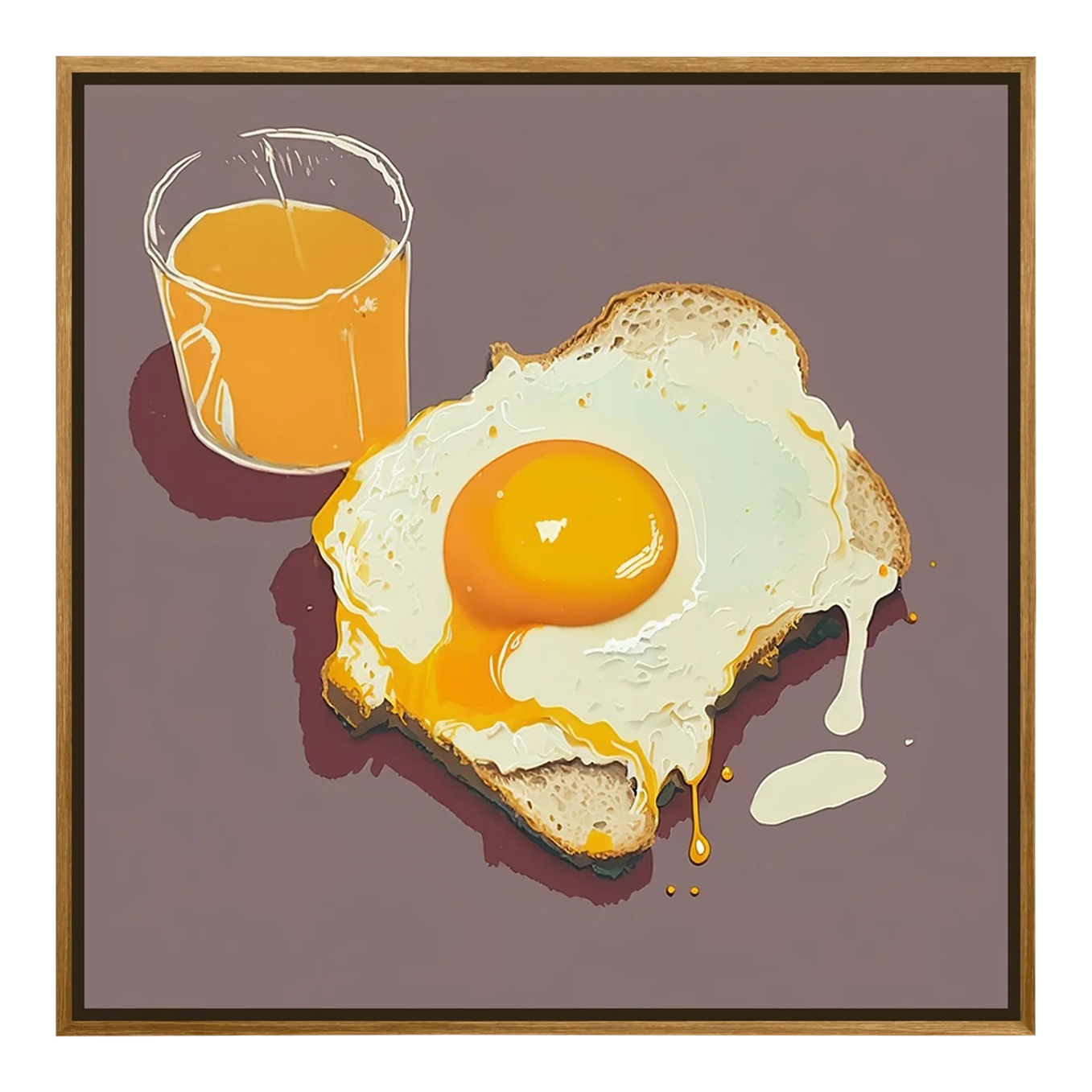 "Egg Toast" Modern Still Life Yellow Painting on Canvas, Framed Chairish