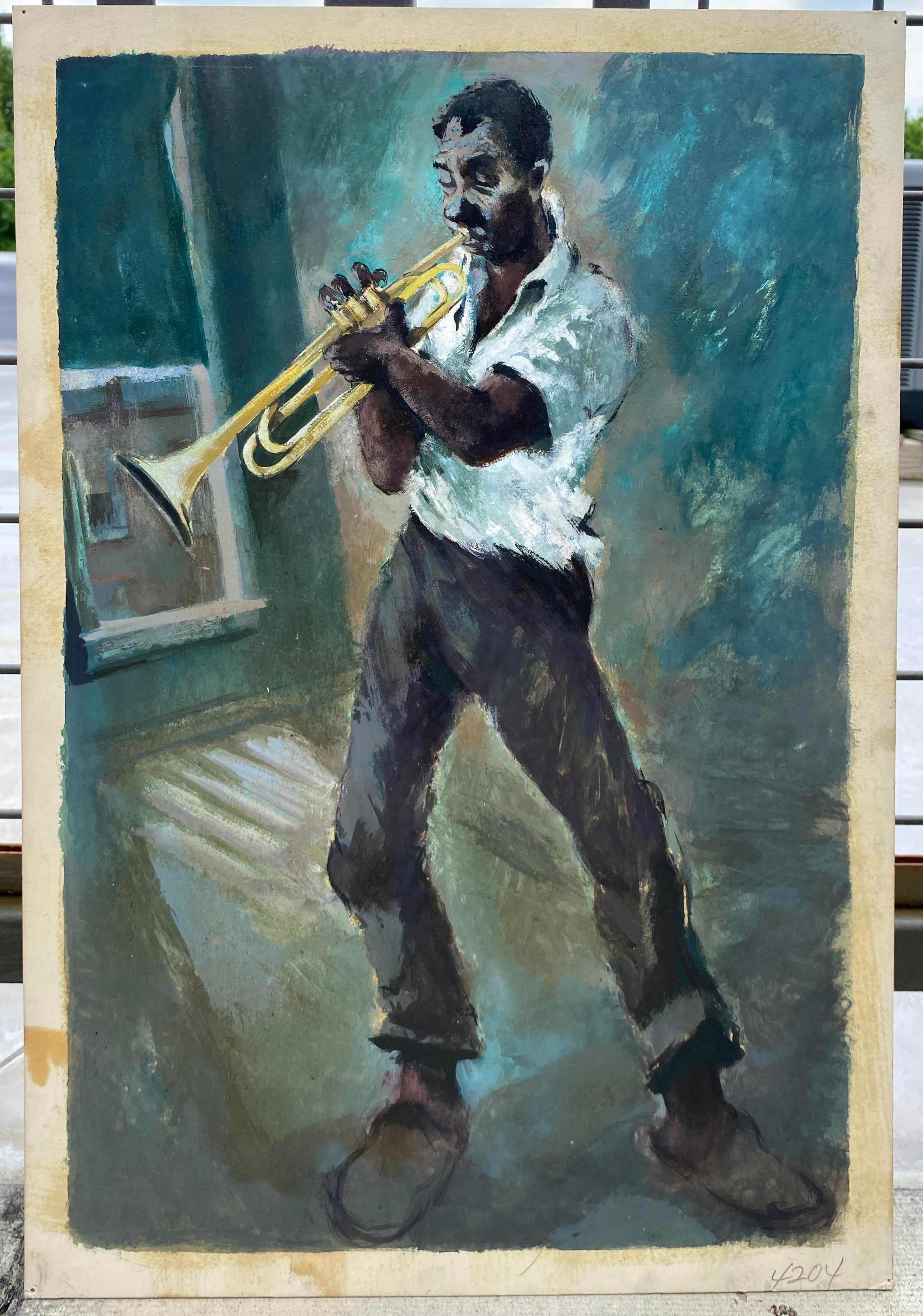 1950s Trumpeter Player Jazz Oil Painting