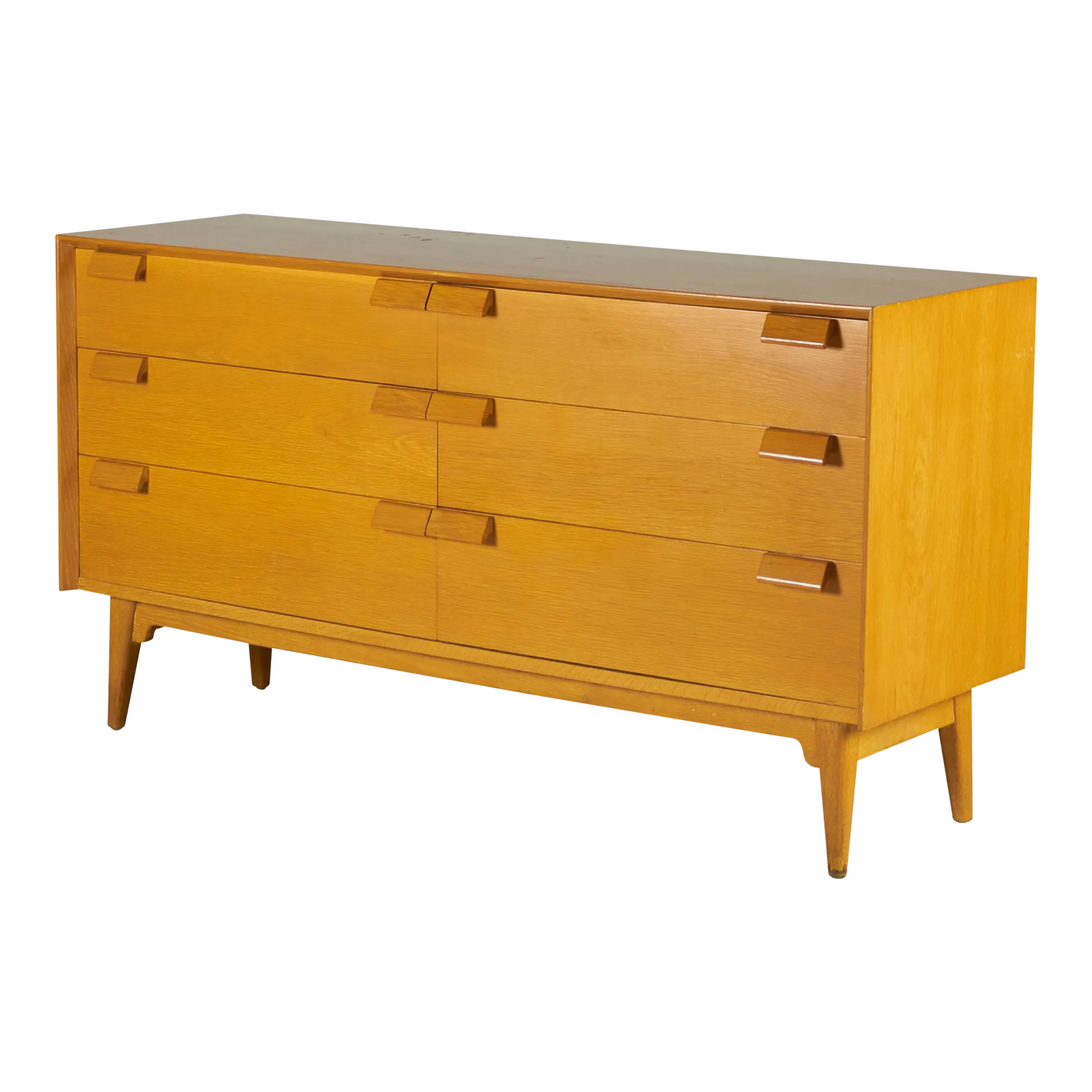 Jens Risom Aerican Mid-Century Blond Oak 6-Drawer Dresser | Chairish