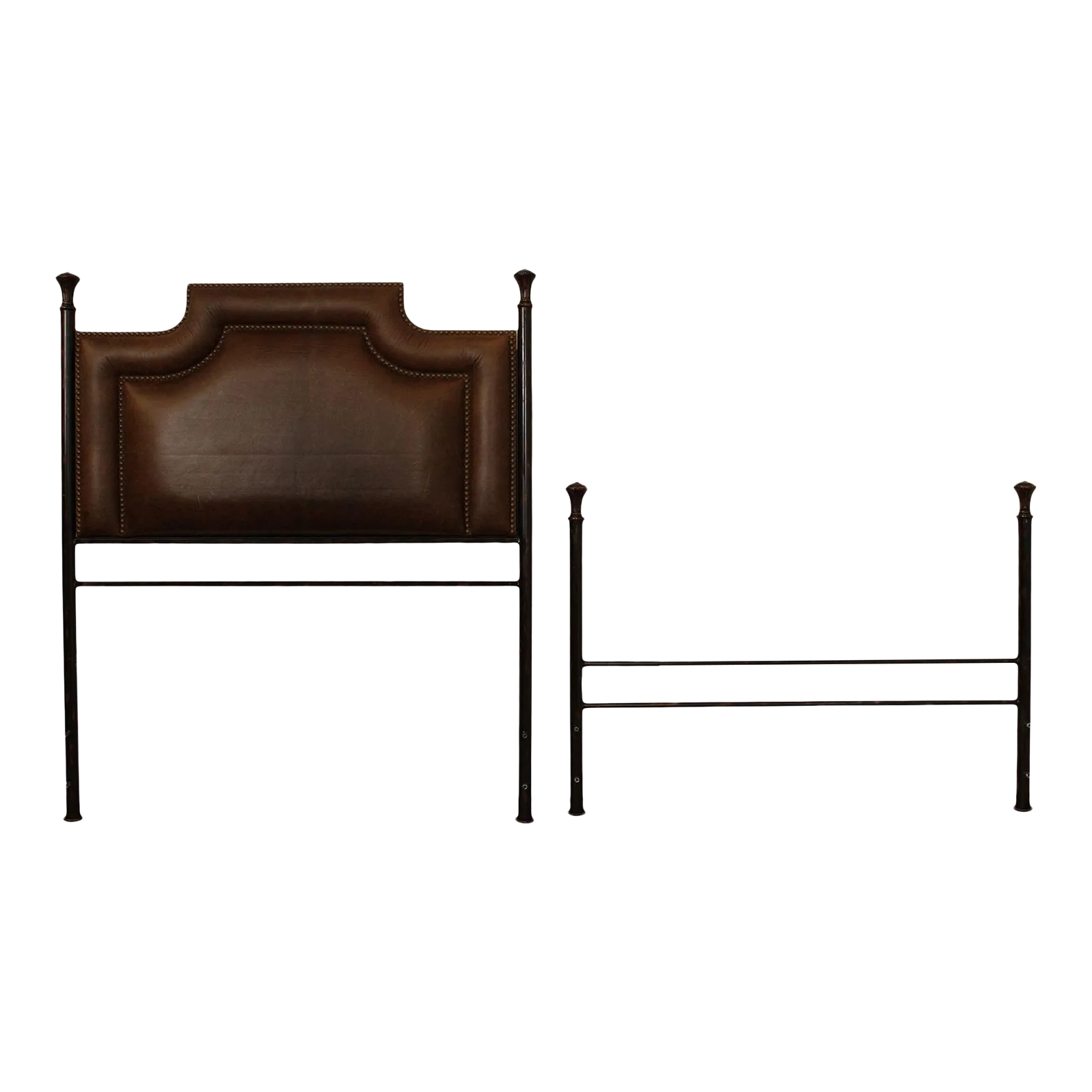 Wrought Iron & Brown Leather Full Size Headboard Chairish