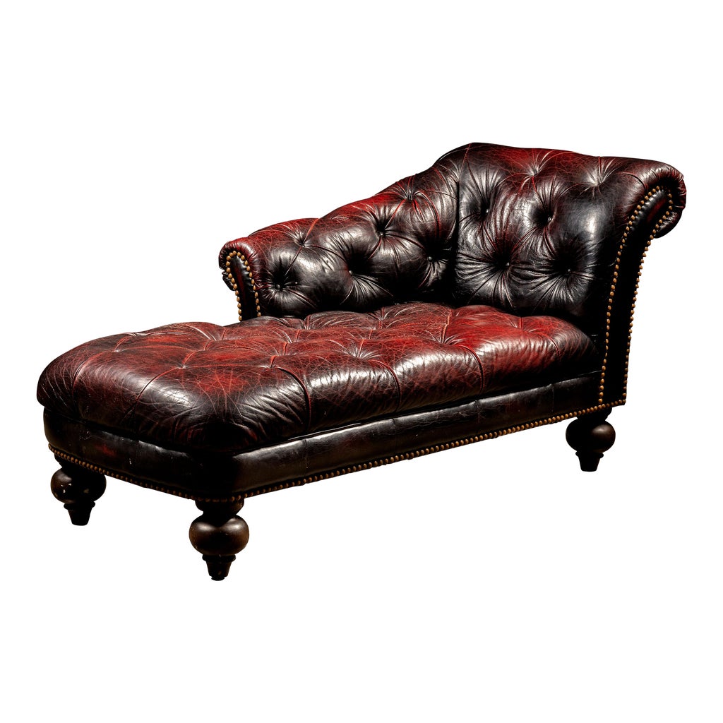 1980s Vintage Oxblood Leather Chaise Lounge | Chairish