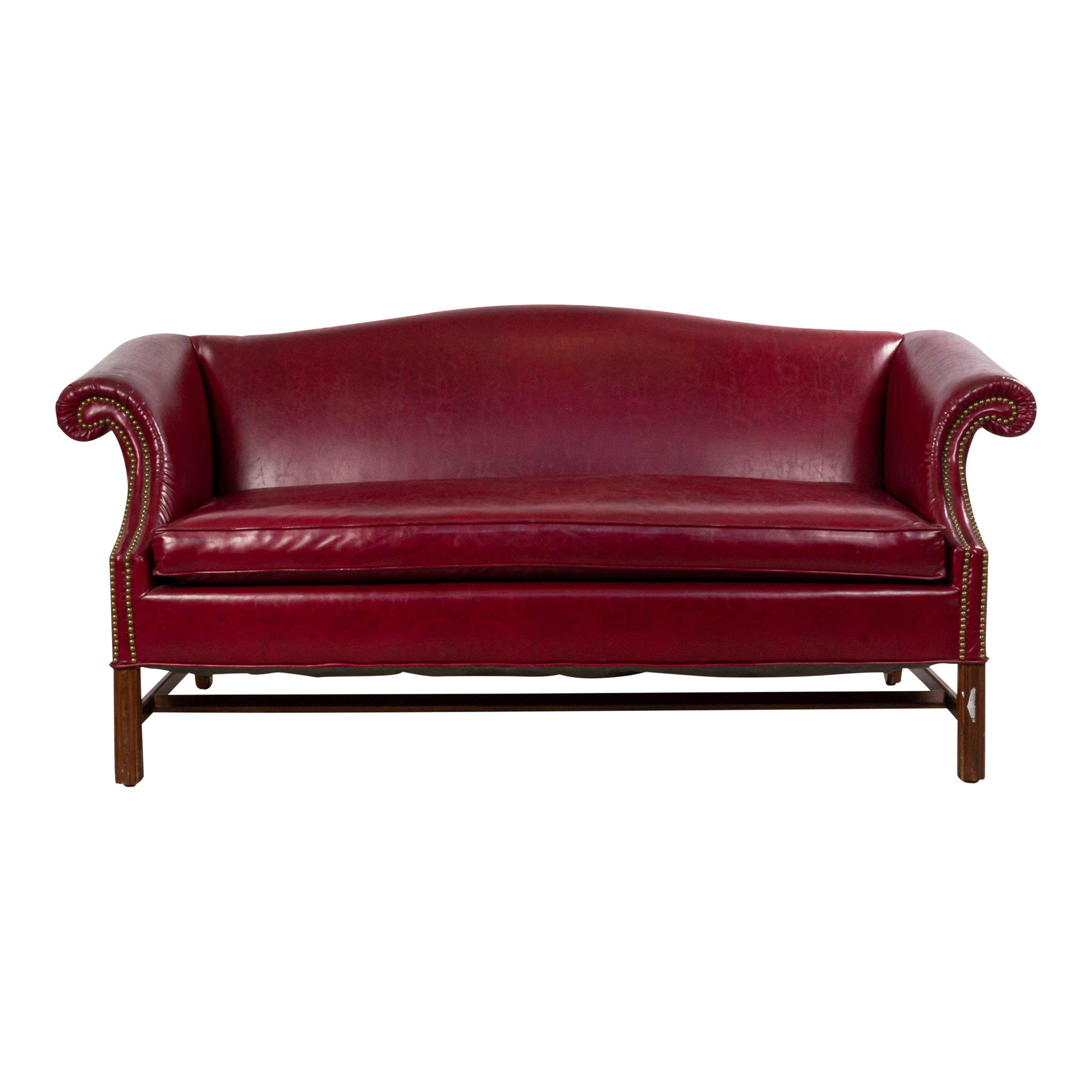 Dark Red Leather Sofa With Upholstery Stud Detail Chairish