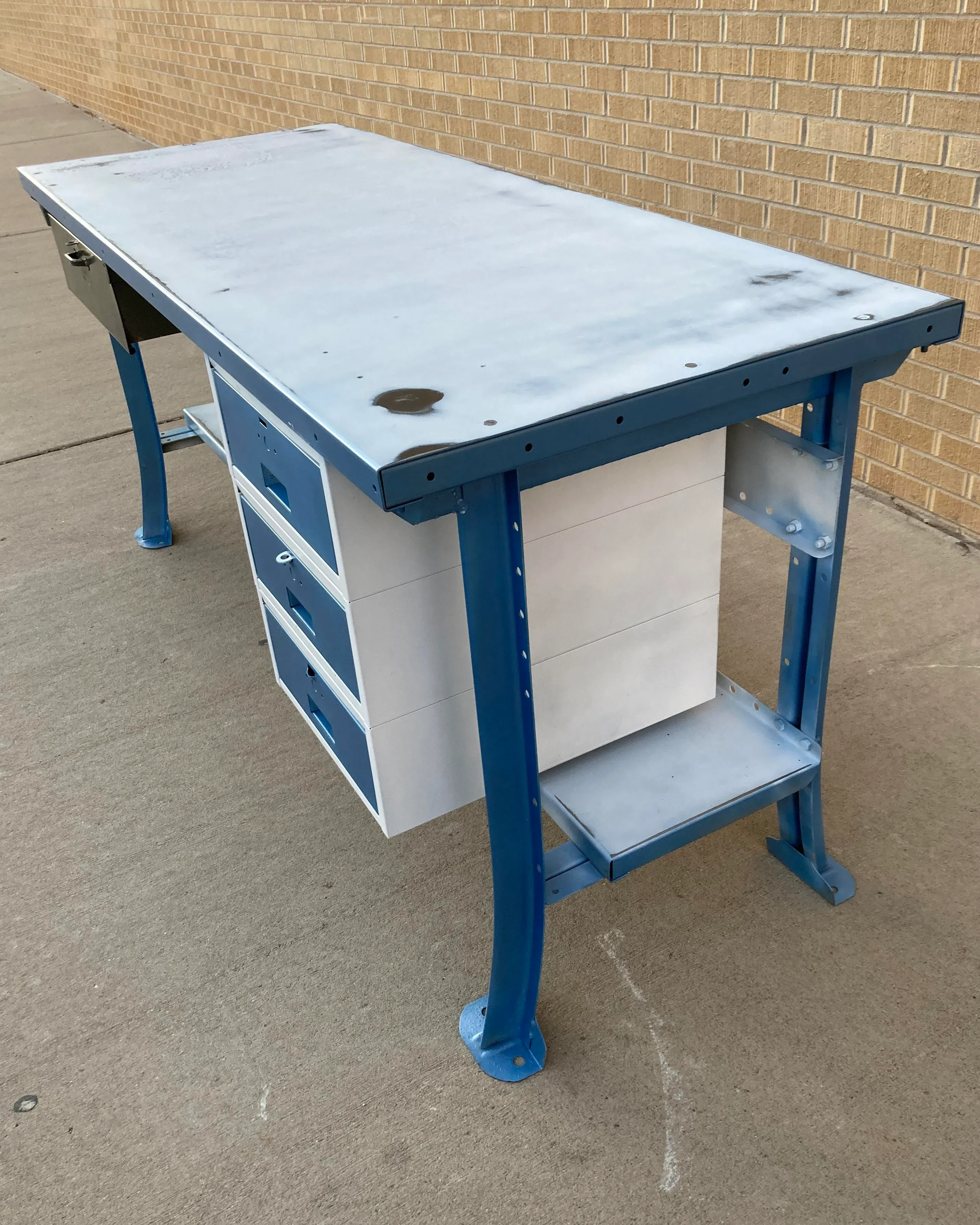 1940s American Industrial Steel Work Table From Lyon Metal