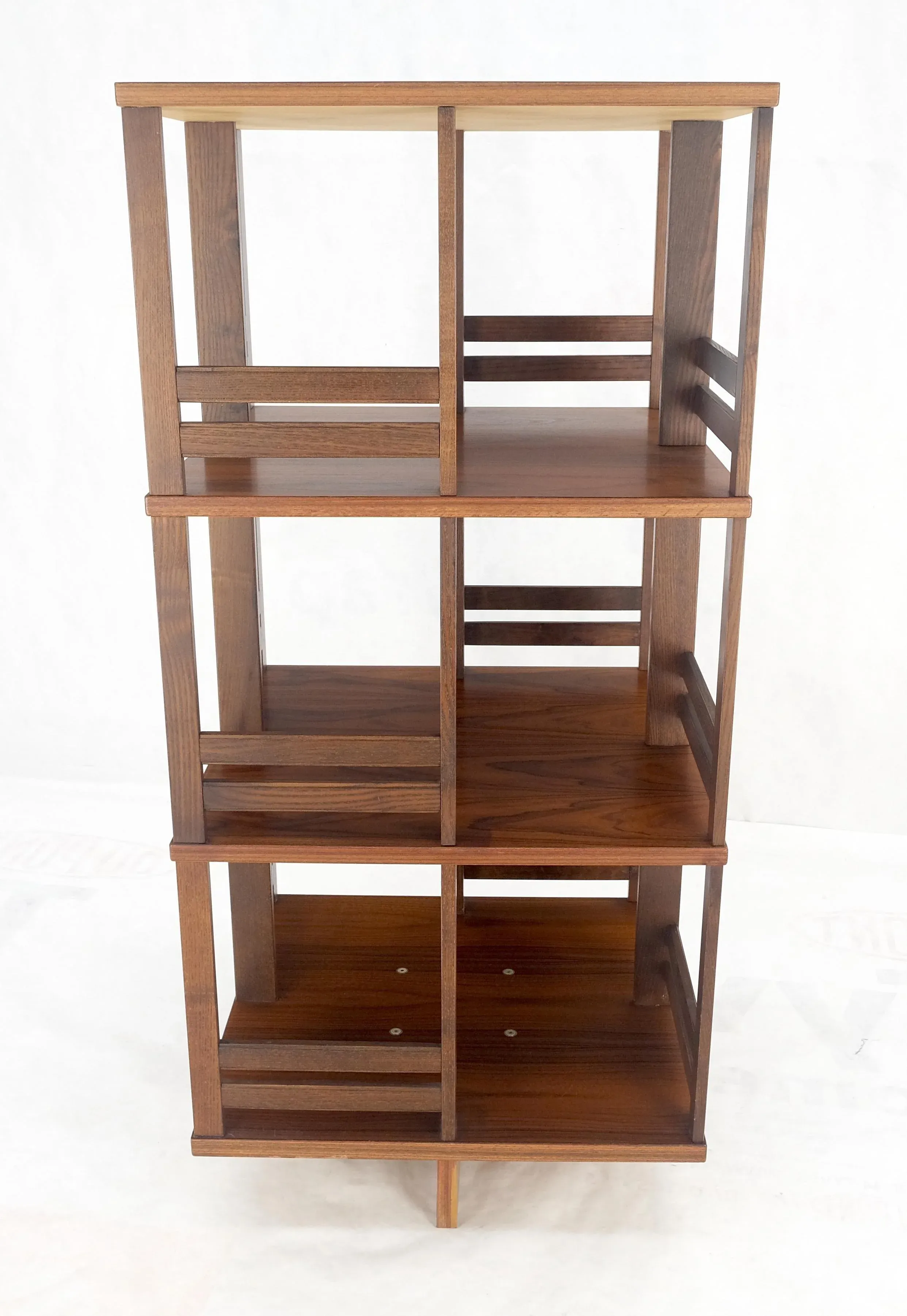 Danish Mid Century Modern Rosewood Square Revolving Bookcase Shelf