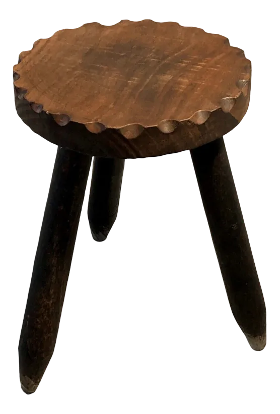 Modernist French Brutalist Tripod Stool, 1950s