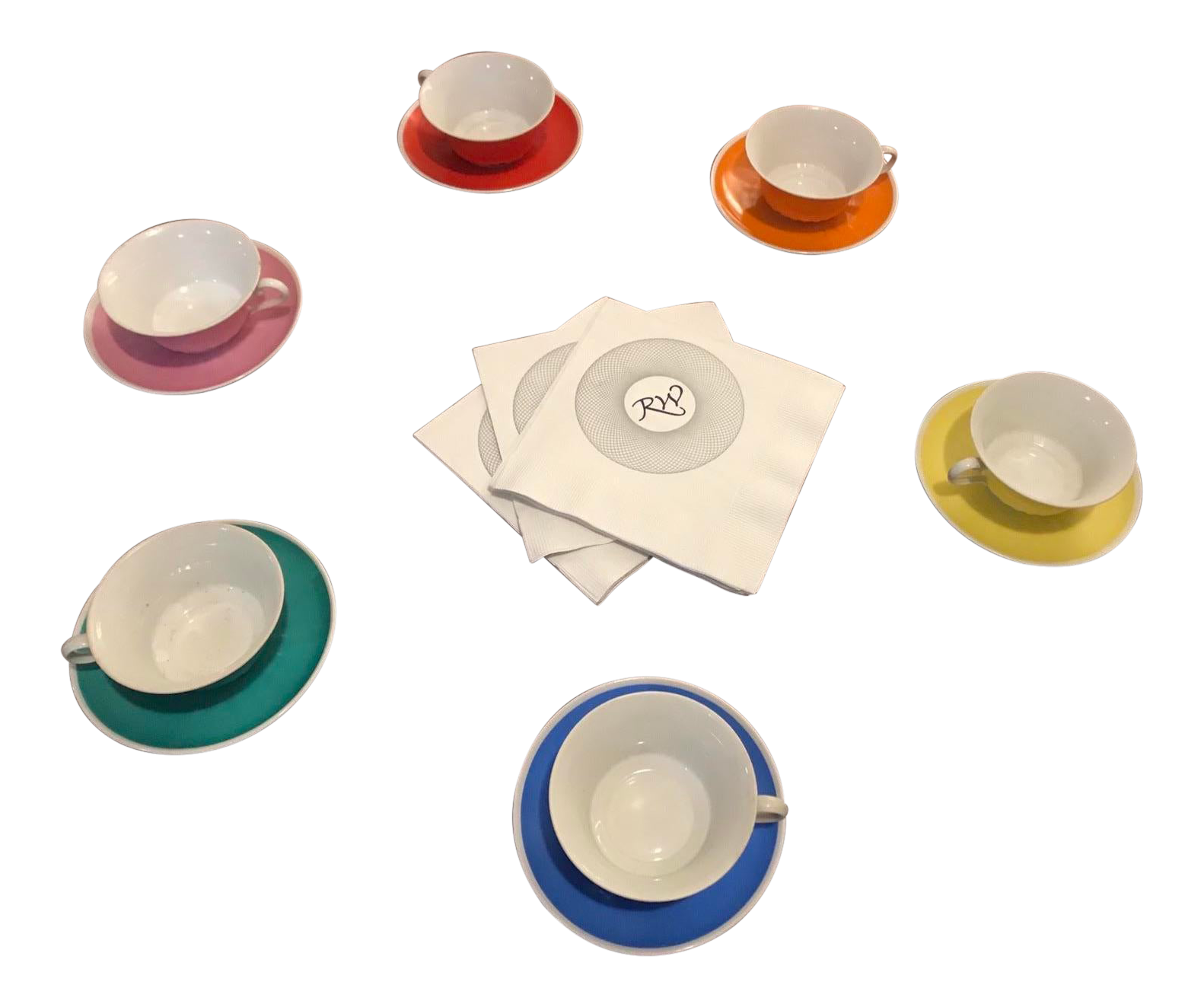 Vintage Colorful Tea Cups and Saucers Set of 6 Chairish