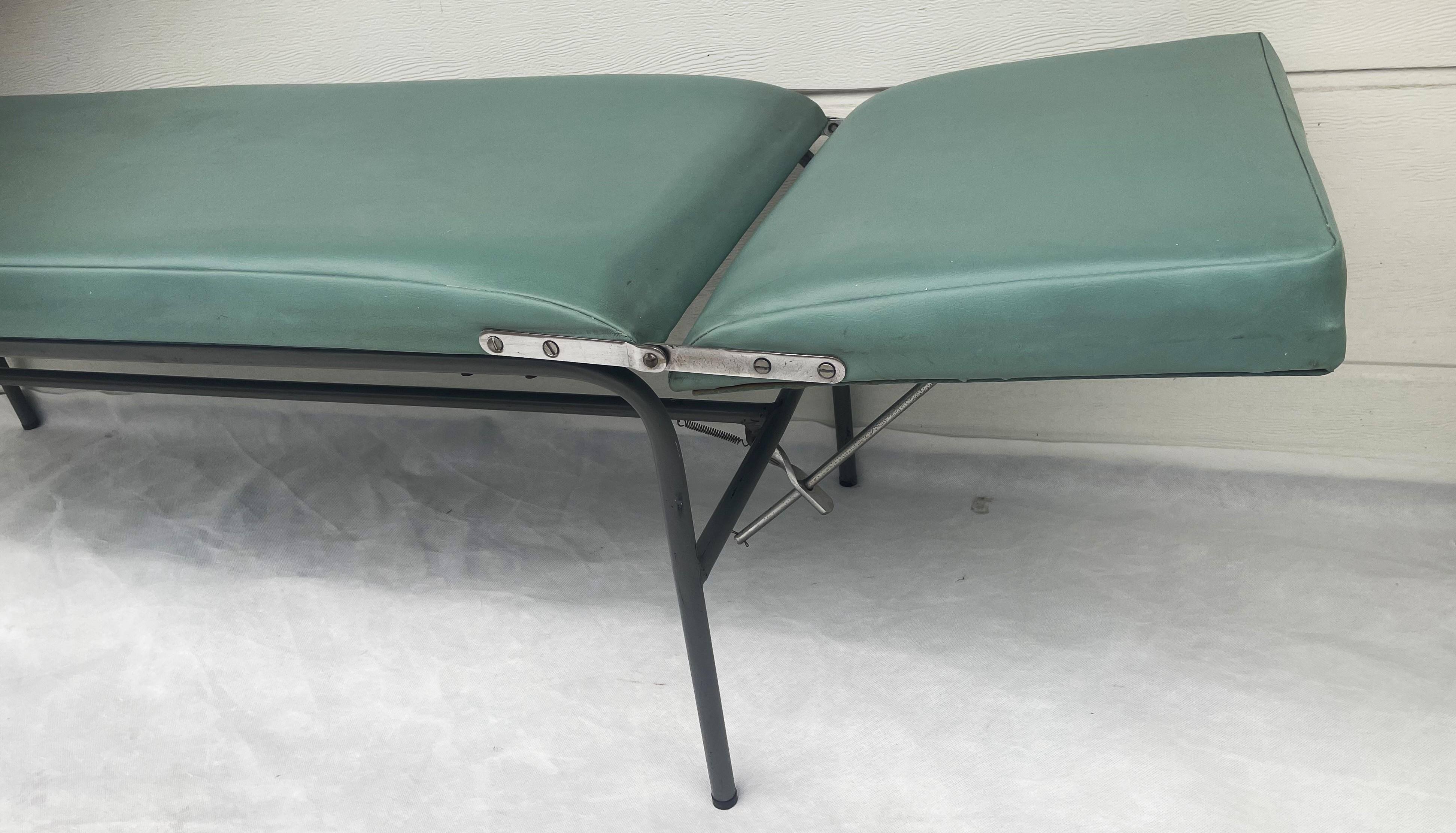 Mid-Century Modern Industrial Medical Couch with Adjustable Headrest, 1960s