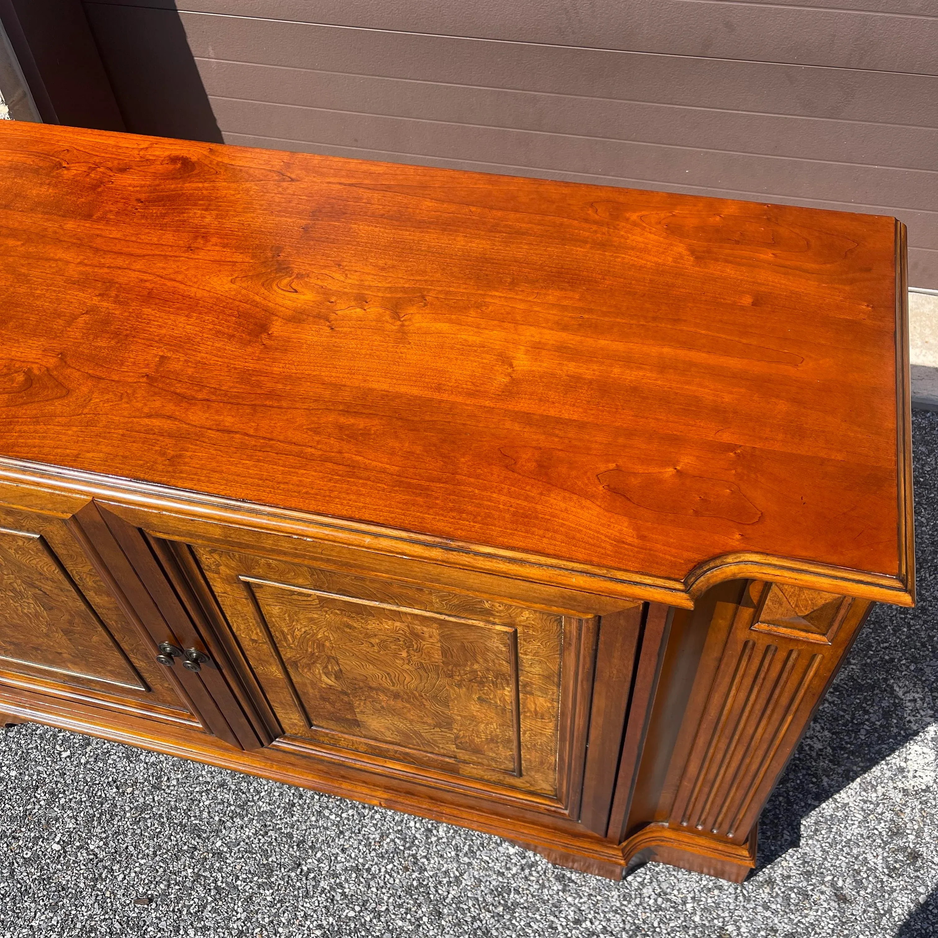 2010s Ethan Allen Townhouse Collection Maple & Burl Media Credenza