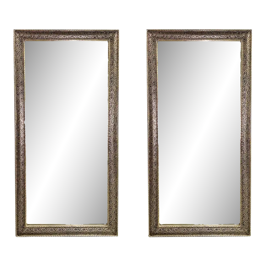 Hollywood Regency Style Silver Large Wall, Floor Pier Mirror in