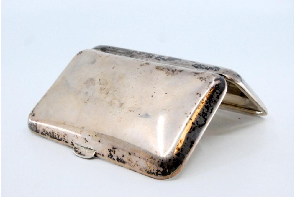 Plain Silver Cigarette Case with Hinged Lid