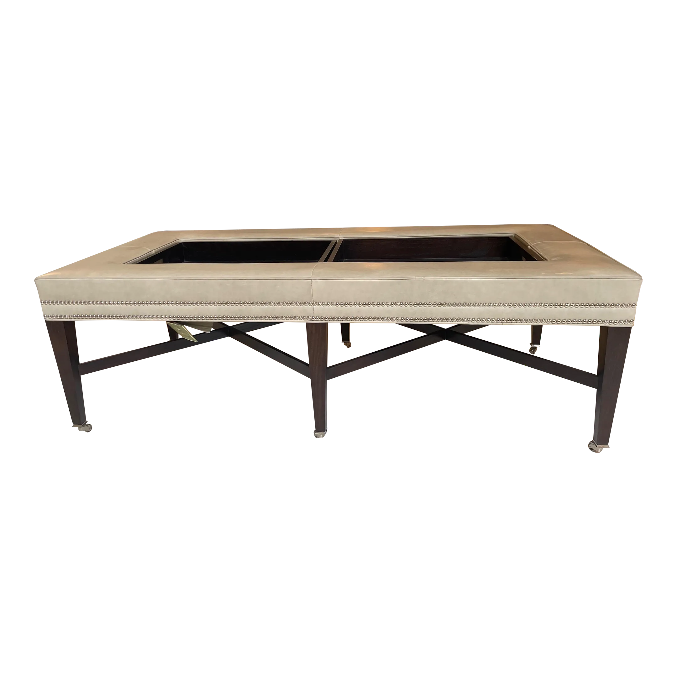 Hickory Chair Bexley Leather Cocktail Ottoman With Two Trays Chairish