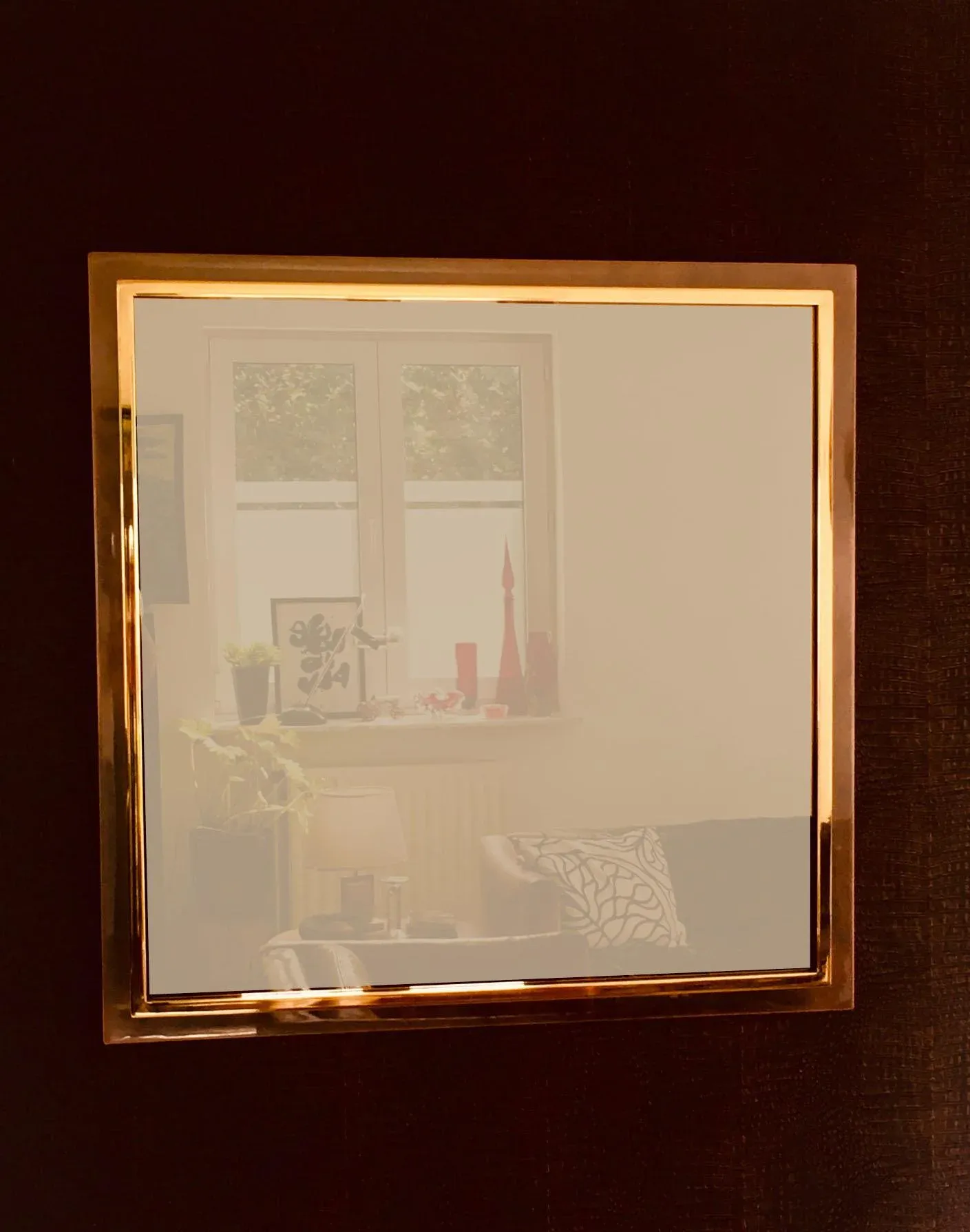 Postmodern Square Bronze Mirror from Belgo Chrom, Belgium, 1980s