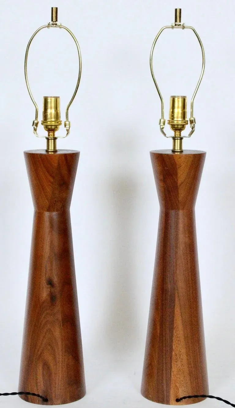 Raymond Pfennig for Zina Walnut Hourglass Table Lamps, 1960s