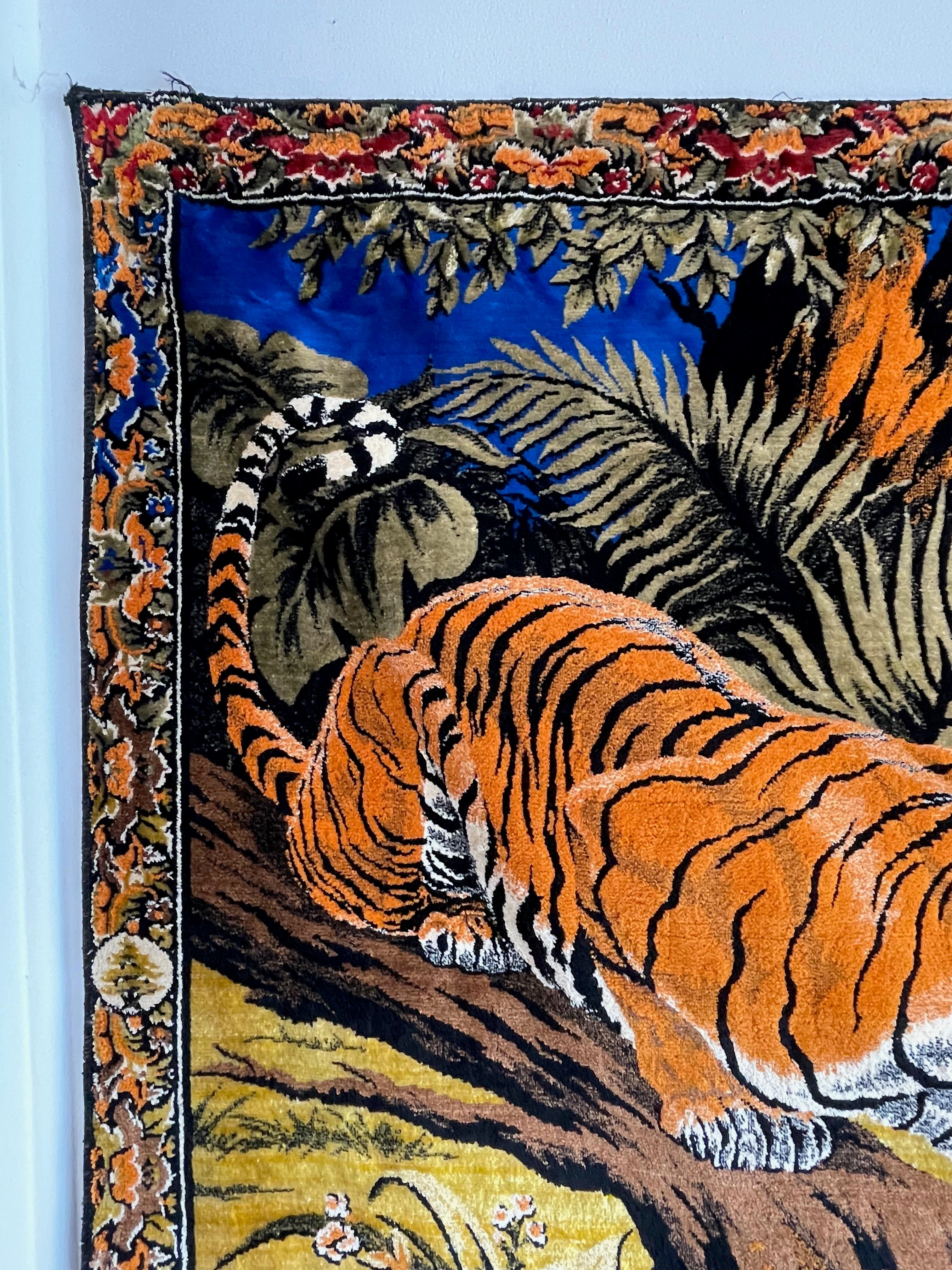 Vintage Silk Tapestry With Bengal Tigers Chairish