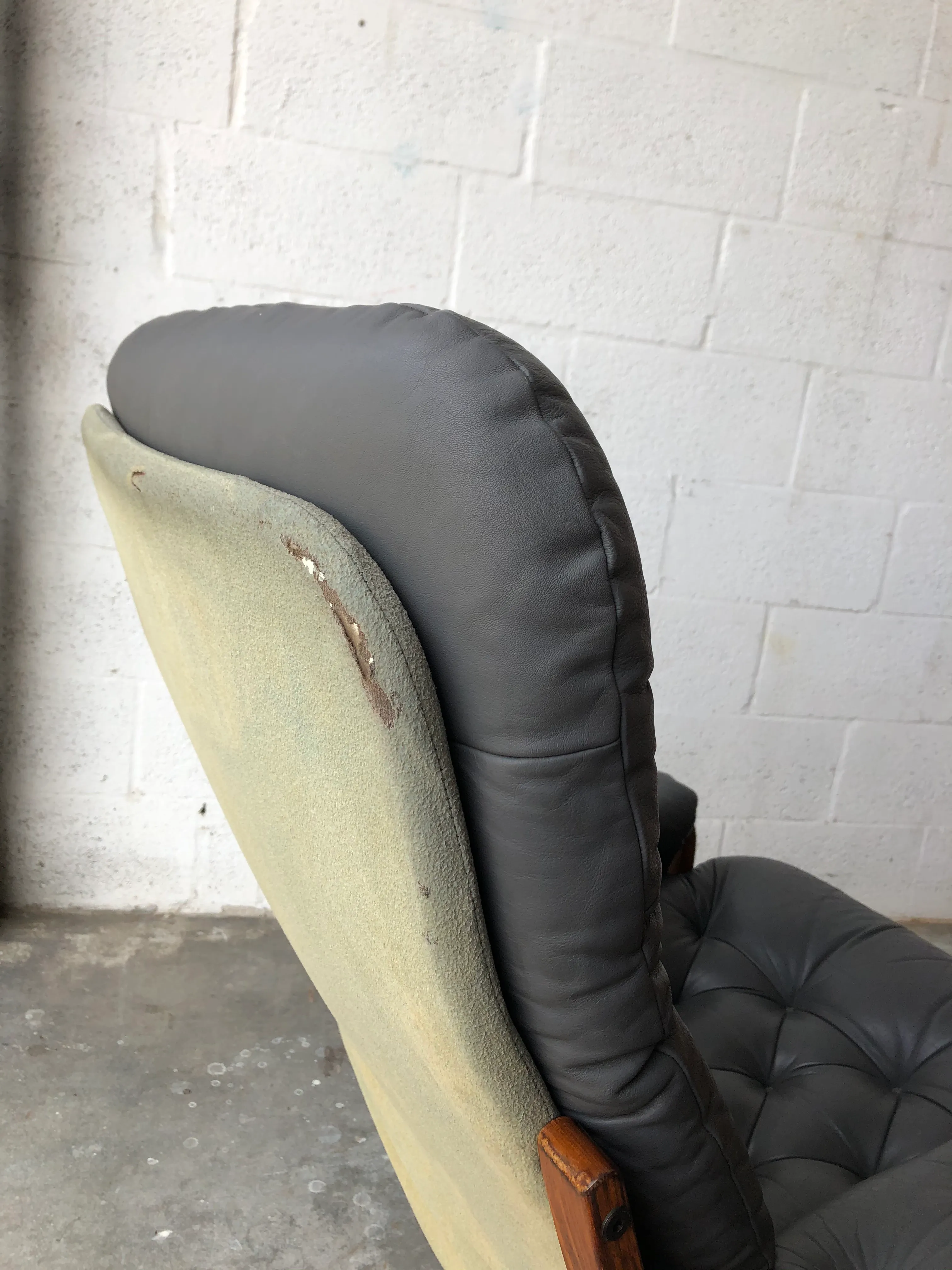 Vintage Mid Century Modern Scandinavian Lounge Chair & Ottoman