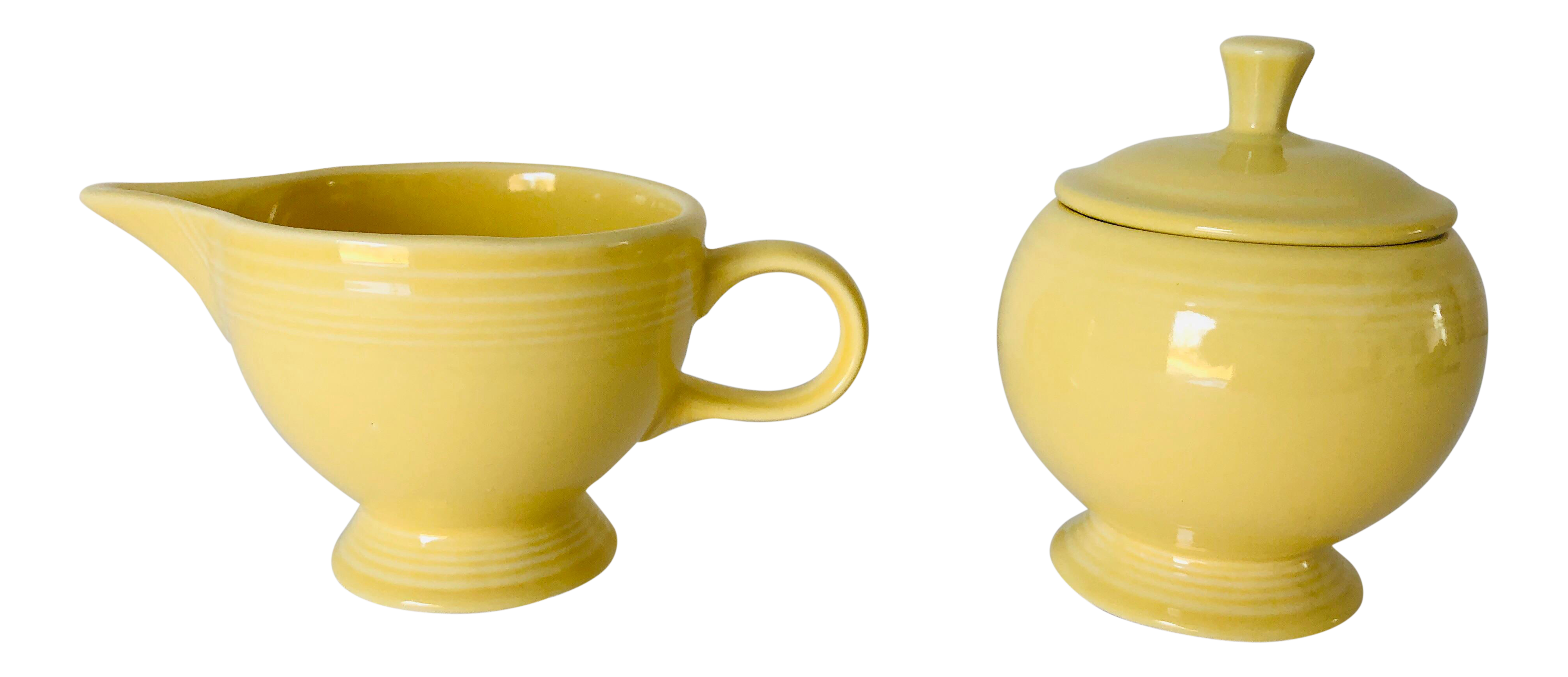 Fiesta Ware Yellow Sugar Creamer Set Old Marks Chairish