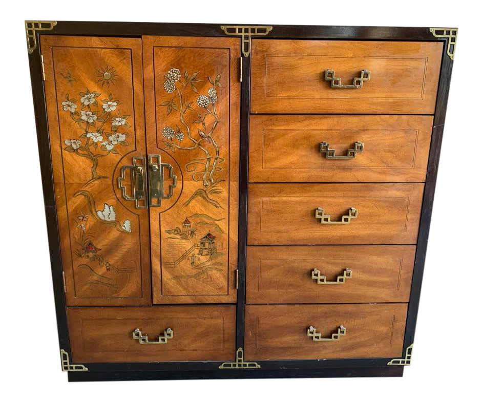 Bassett Furniture Asian Inspired Chinoiserie Chest of Drawers Chairish