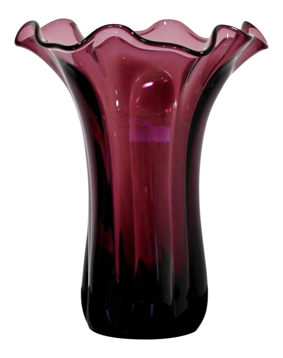 MidCentury Modern Purple Glass Vase Flower Organic Shape Chairish
