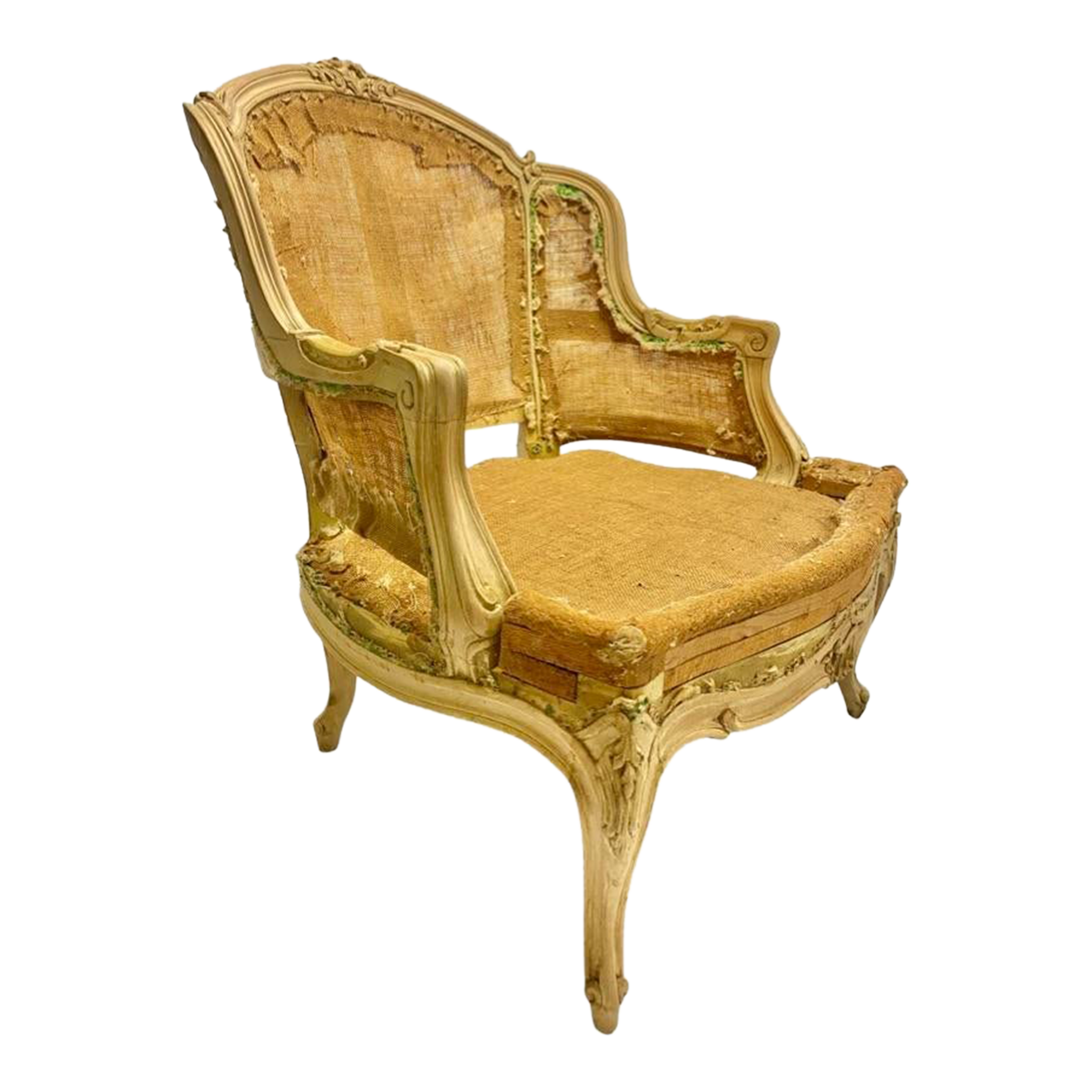 Late 20th Century Unpholstered Antique French Bergere Chair Chairish