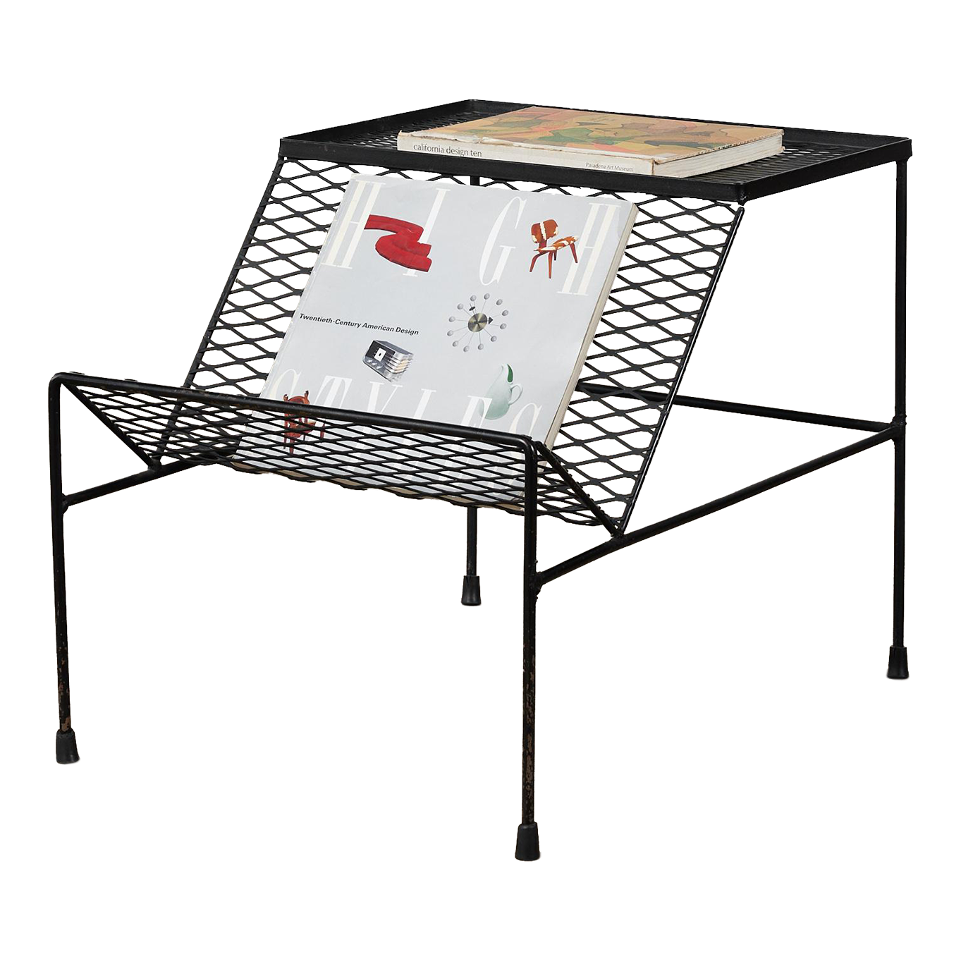 Expanded Metal Side Table With Magazine Rack Chairish