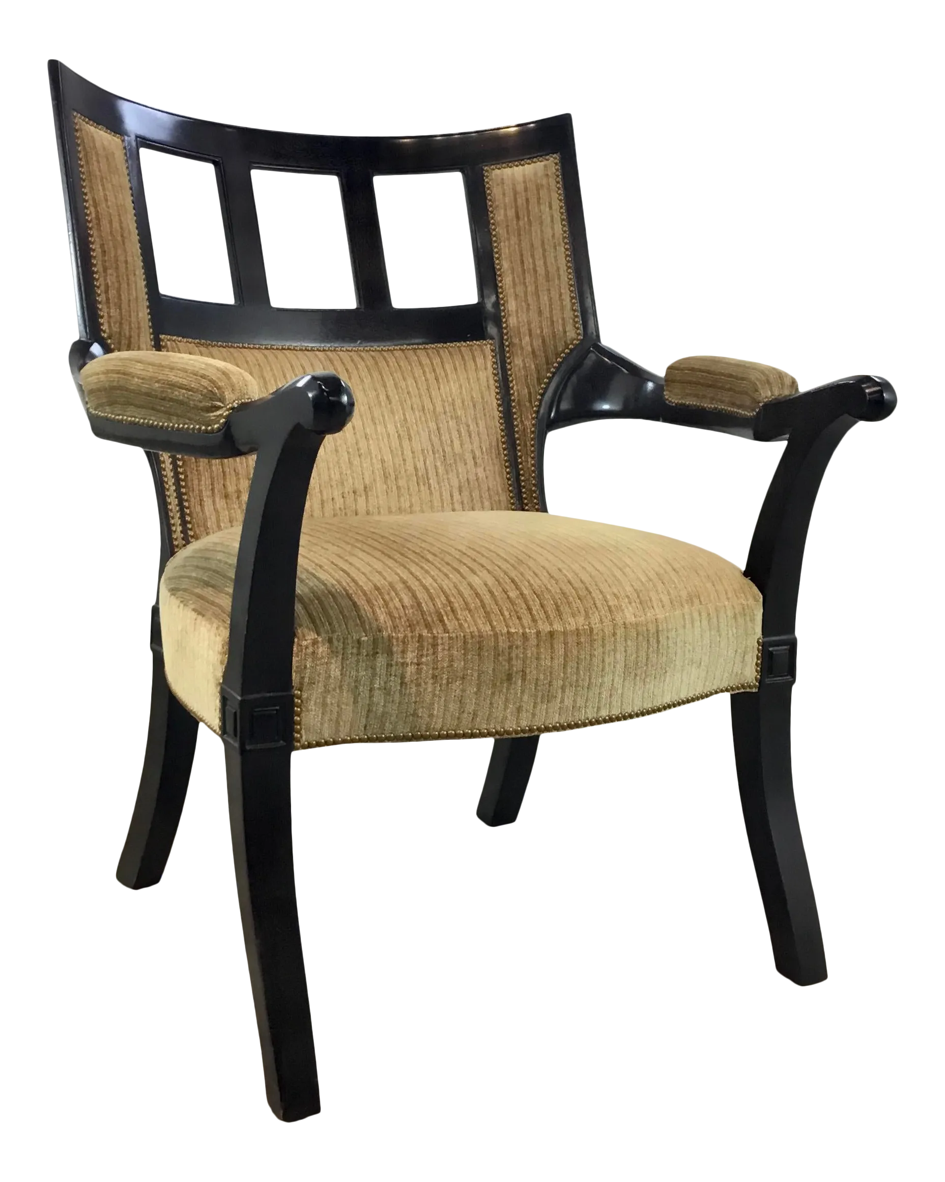 ricks lawn furniture on Transitional Gold And Brown Curvy Accent Chair Chairish