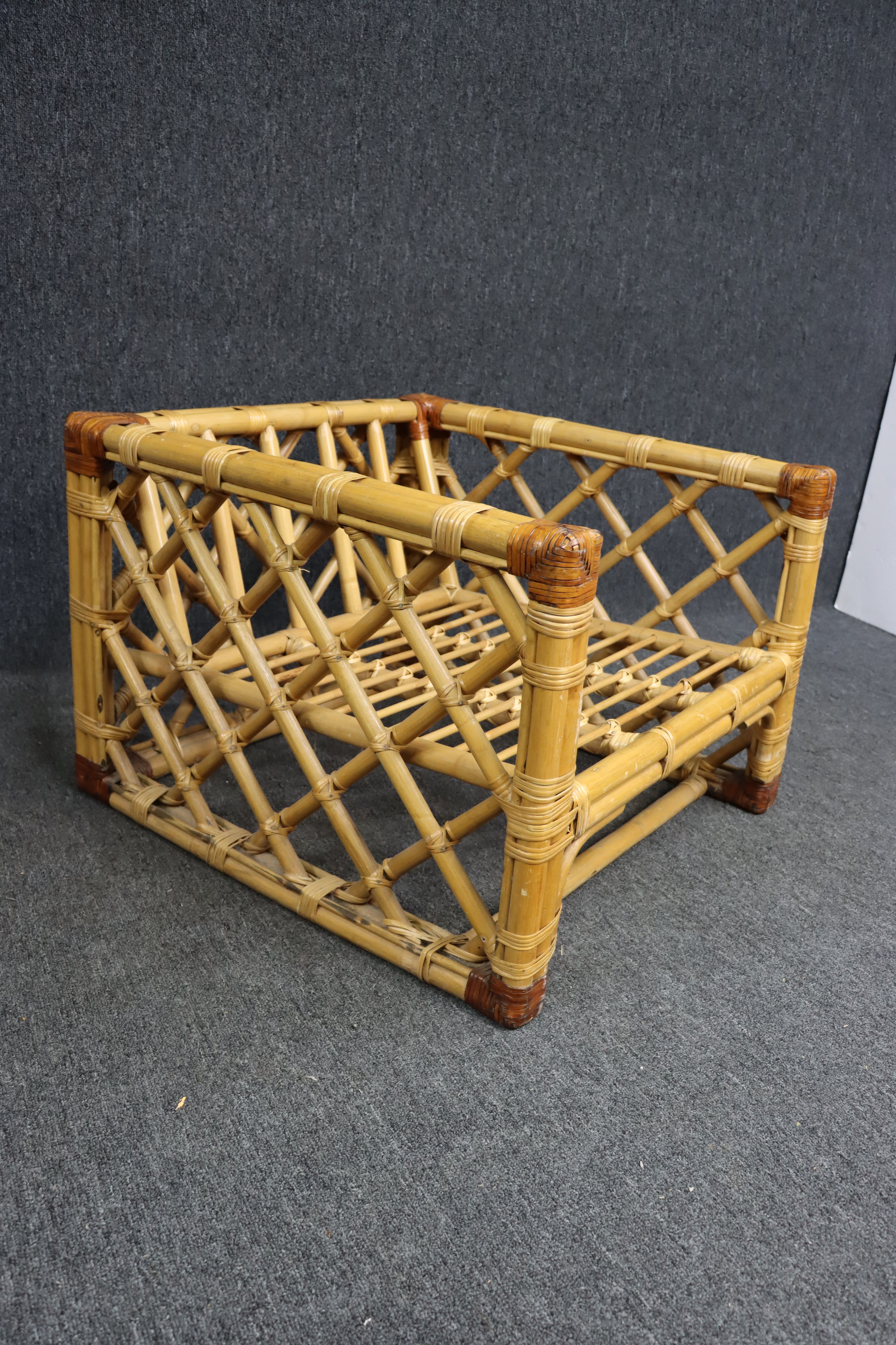 Mid Century Bamboo Oversized Lounge Chair | Chairish