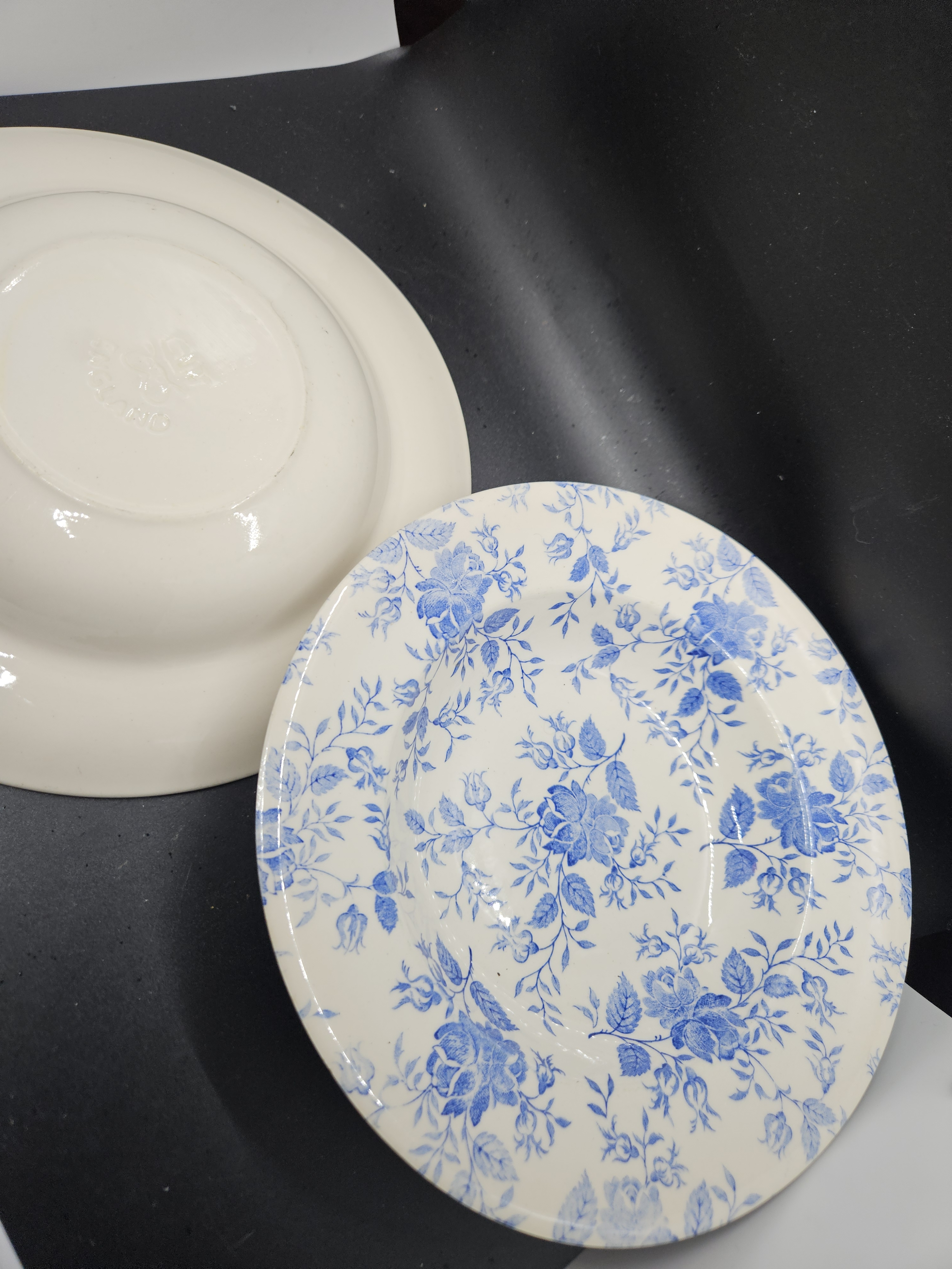 ビンテージEIIR灰皿(英国王室、クリスタル) Eit English Ironstone Tableware Blue Floral Large Rim Soup