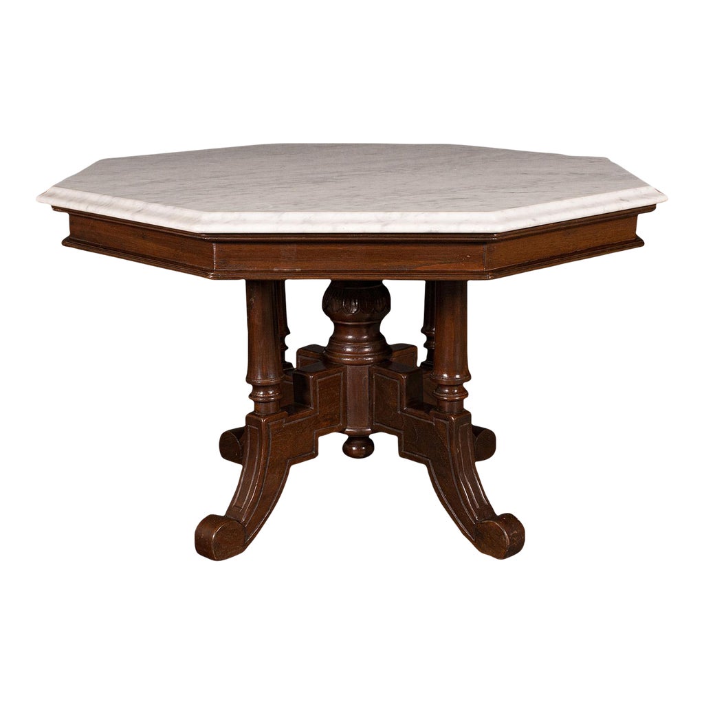 1900s Antique Victorian Carrara Marble Octagonal Coffee Table | Chairish