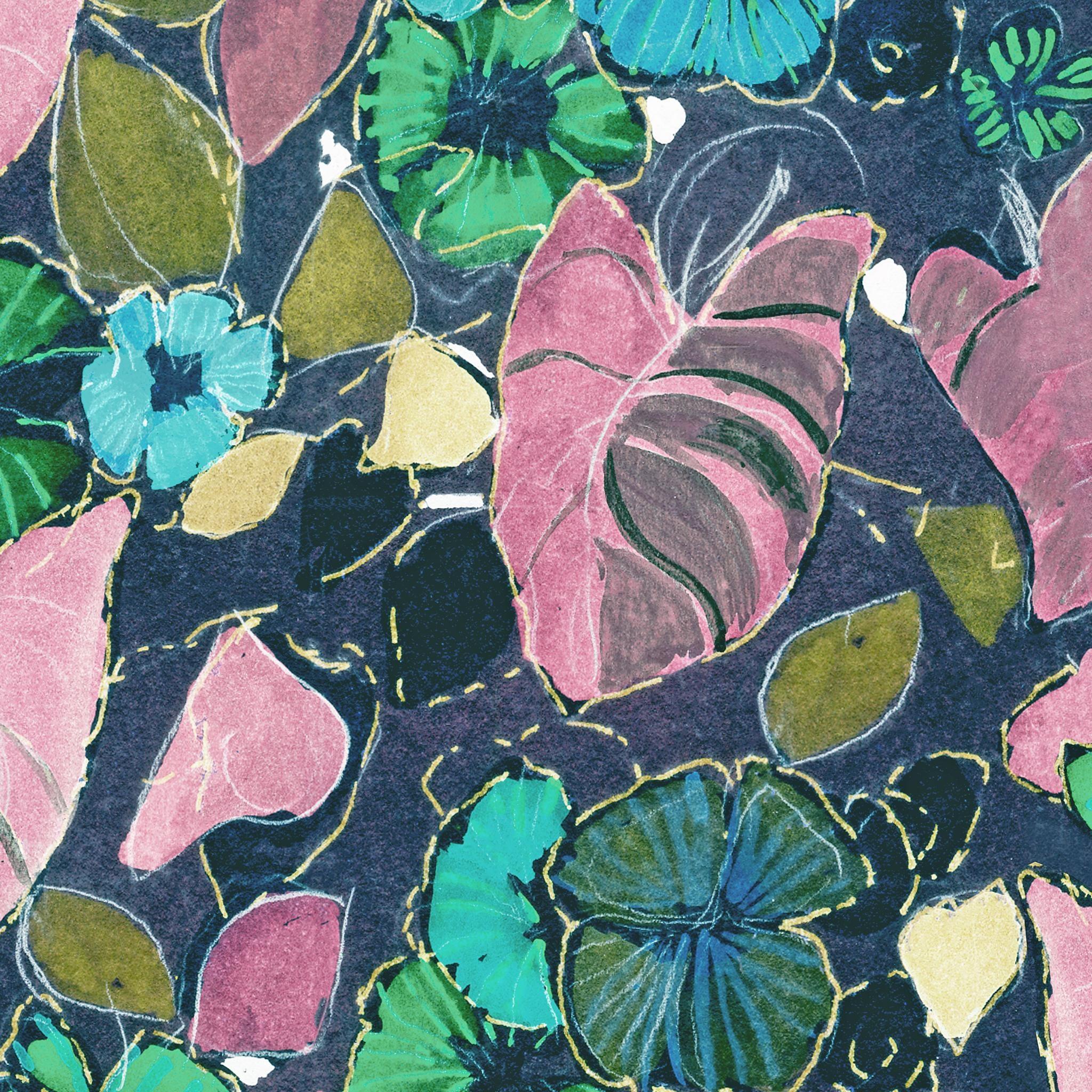 Soicher Marin Eden Wallpaper in Blue - 3 Panels | Chairish