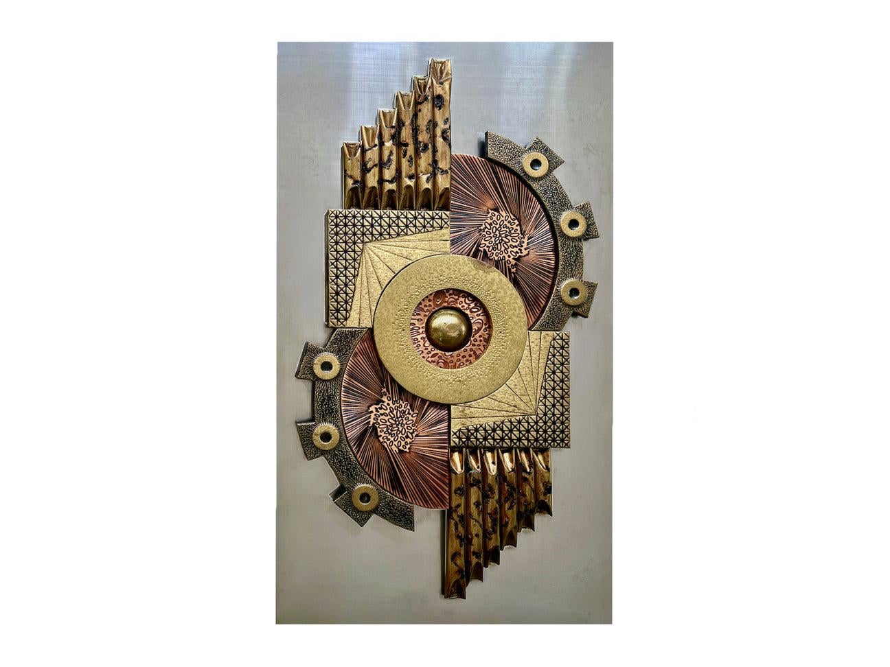 Vintage Stephen Chun Mid Century Brutalist Brass Copper Abstract