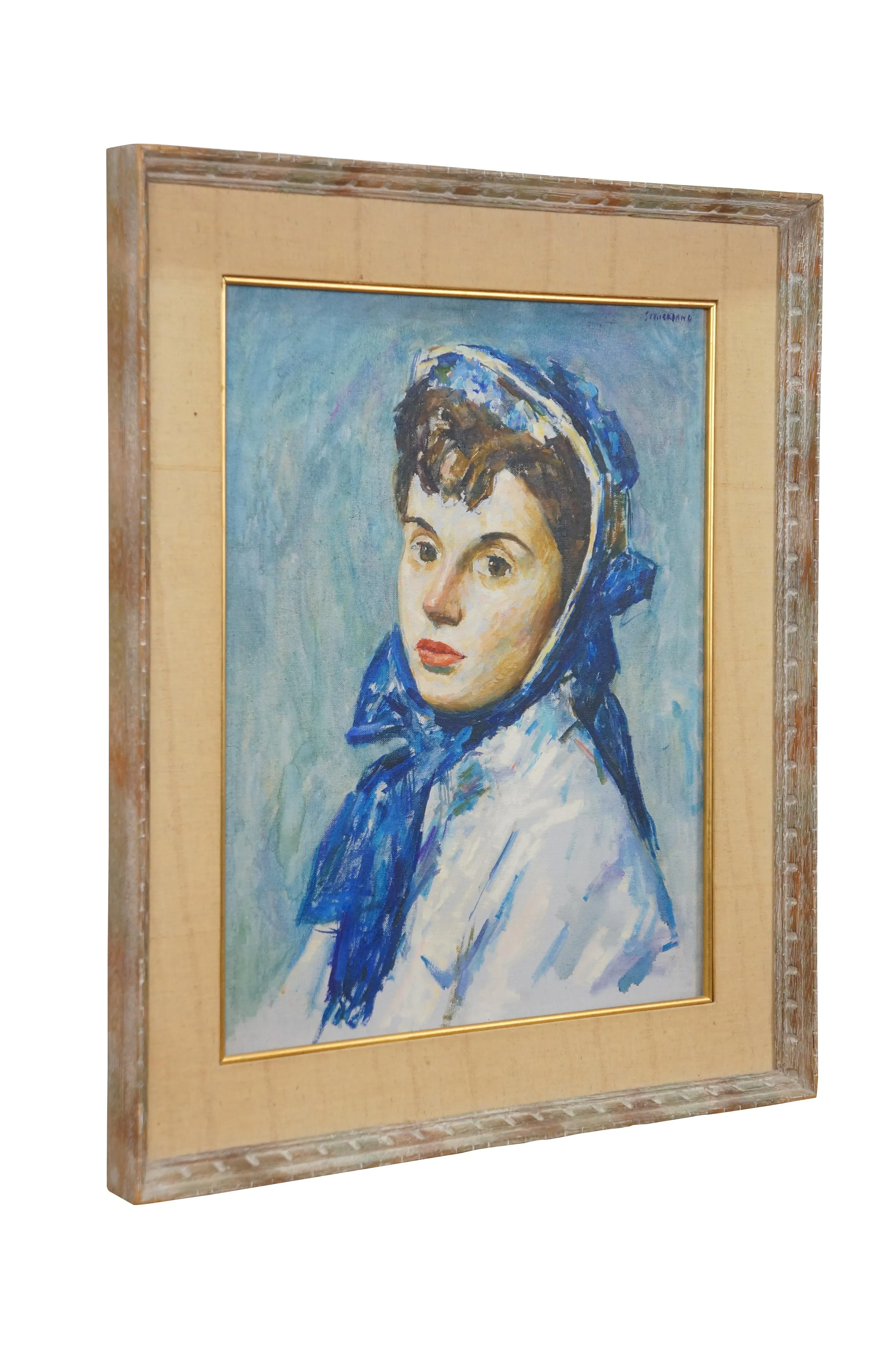 Late 20th Century Thomas J Strickland Woman in Blue Bonnet