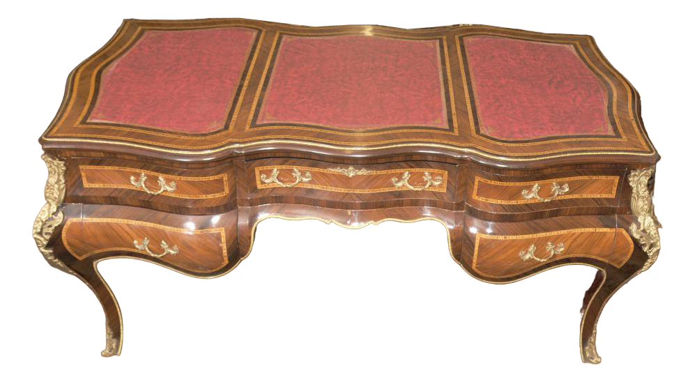 Empire French Bombe Partners Desk in Walnut