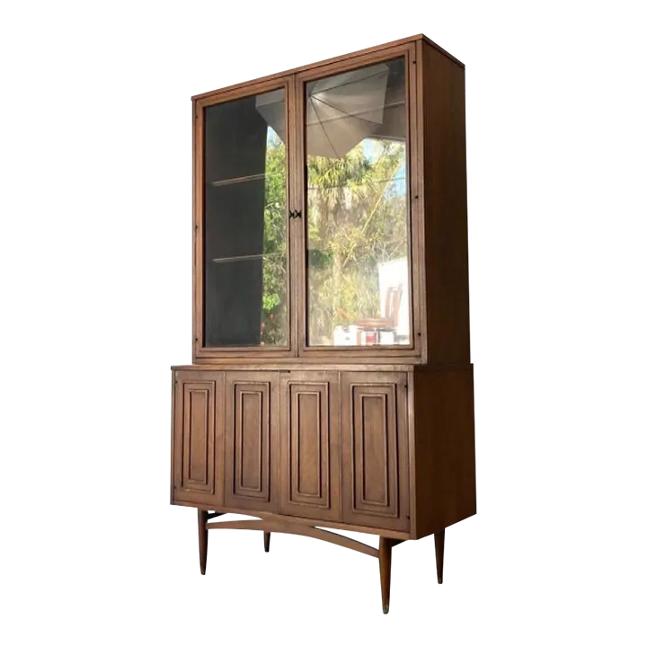 Vintage MidCentury Modern Broyhill Sculptra China Hutch or Record