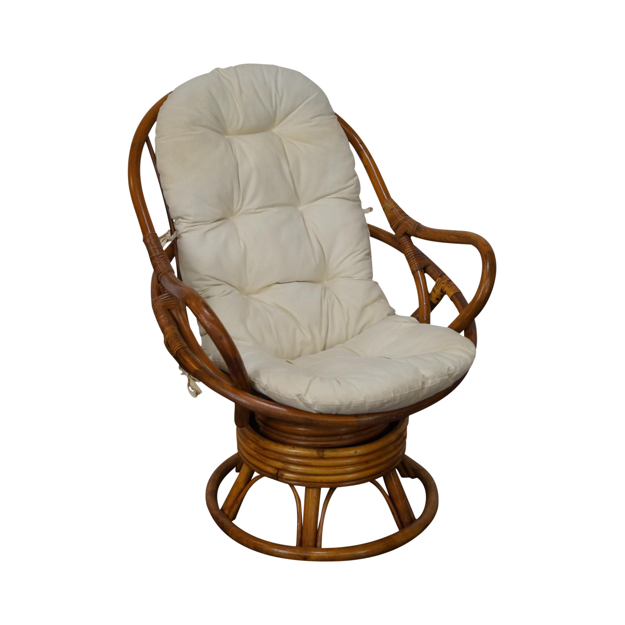 Rattan Swivel Lounge Chair | Chairish