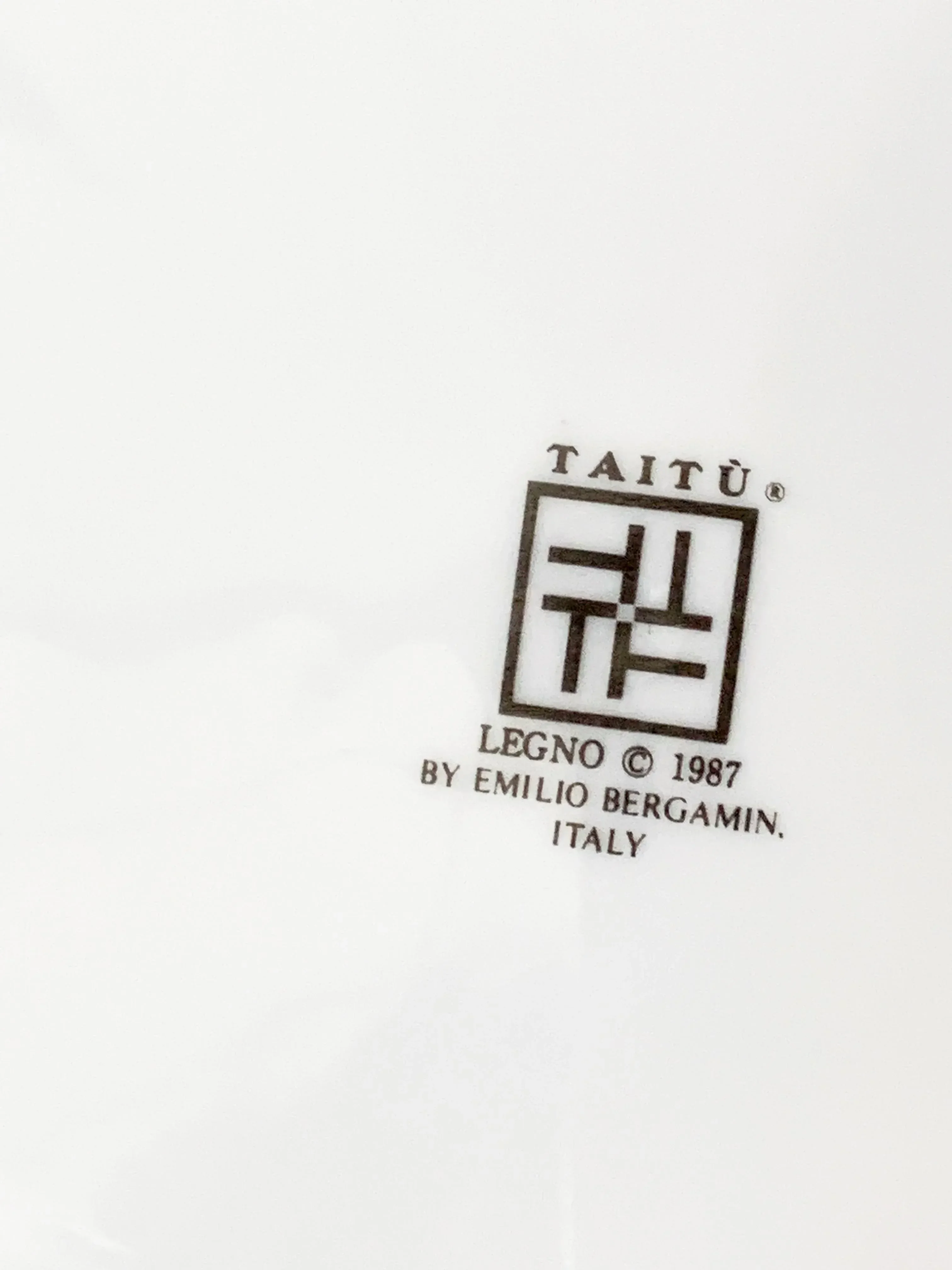 Vintage Emilio Bergamin Taitu Italy Legno Faux Bois Compass Dinner