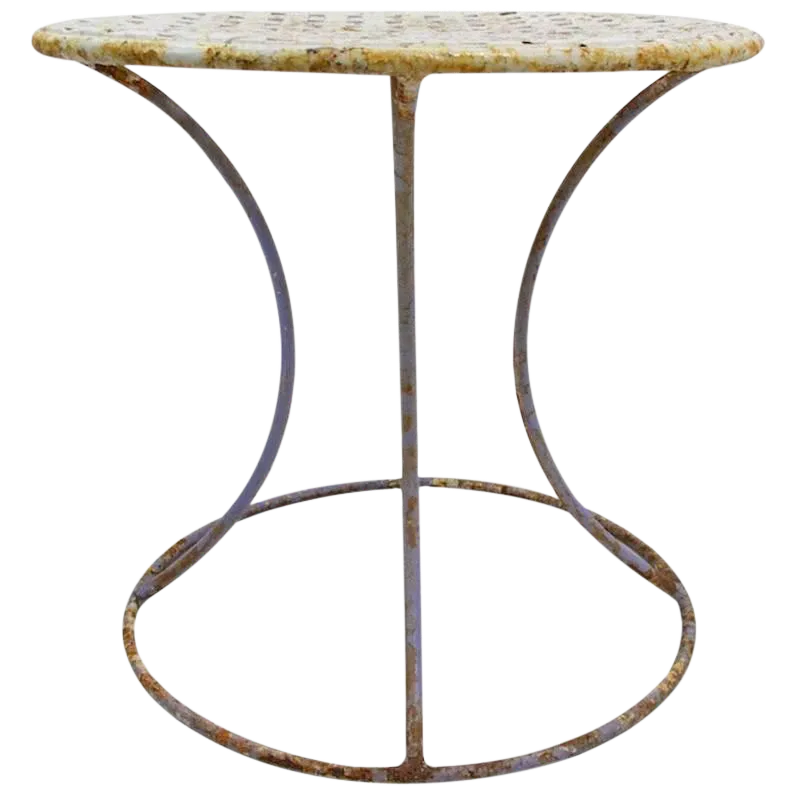 Wrought Iron Side Table Attributed to Woodard Chairish