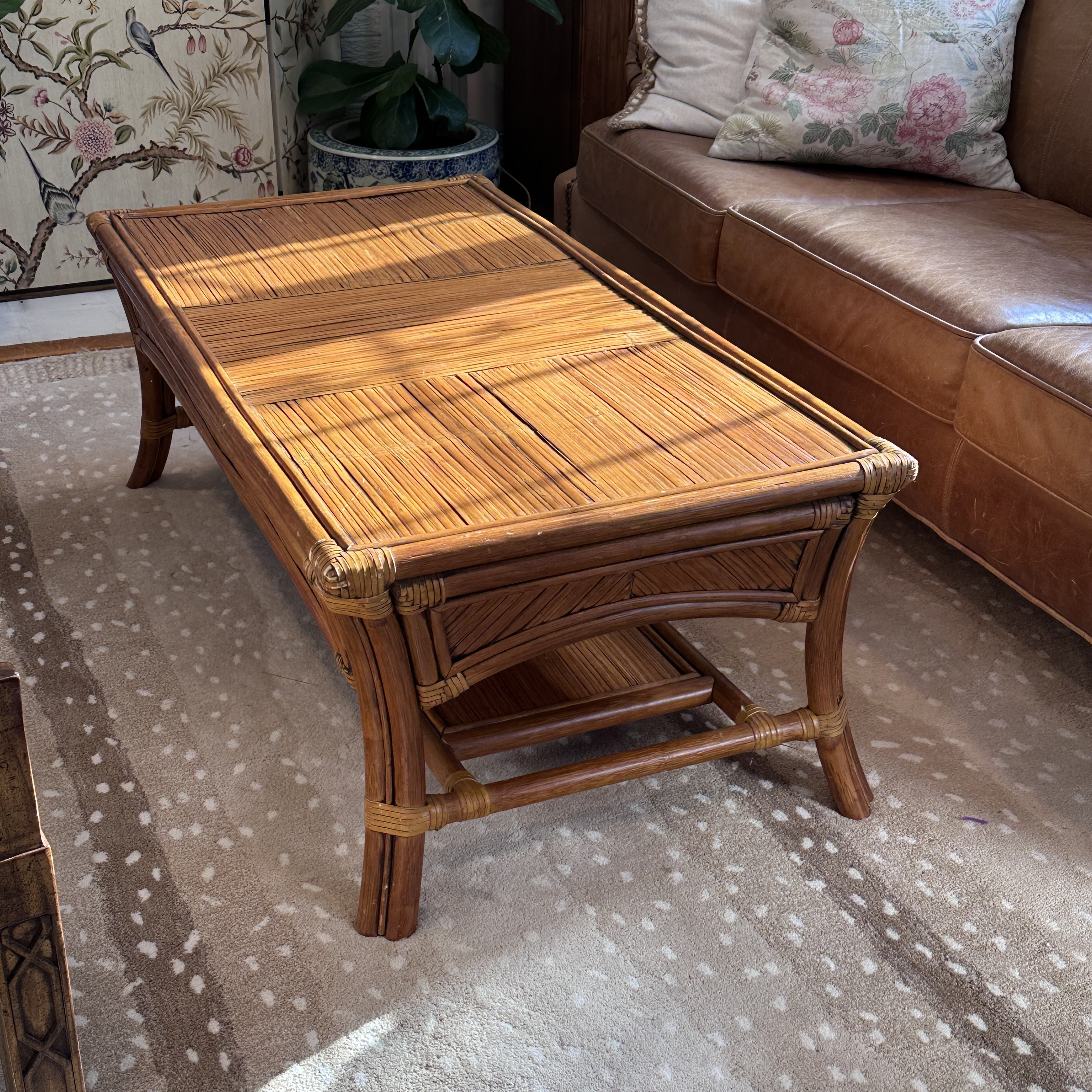 センターテーブル・ローテーブル Old Rattan Coffee Table mid-20th