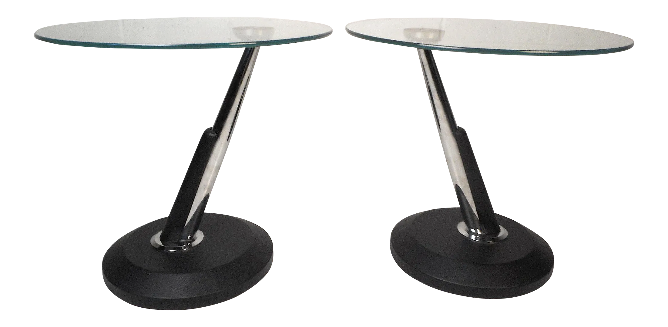 Contemporary Modern Glass End Tables a Pair Chairish