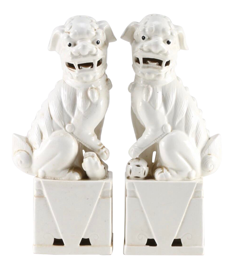 Antique Japanese Porcelain Guardian Lion Statues a Pair Chairish