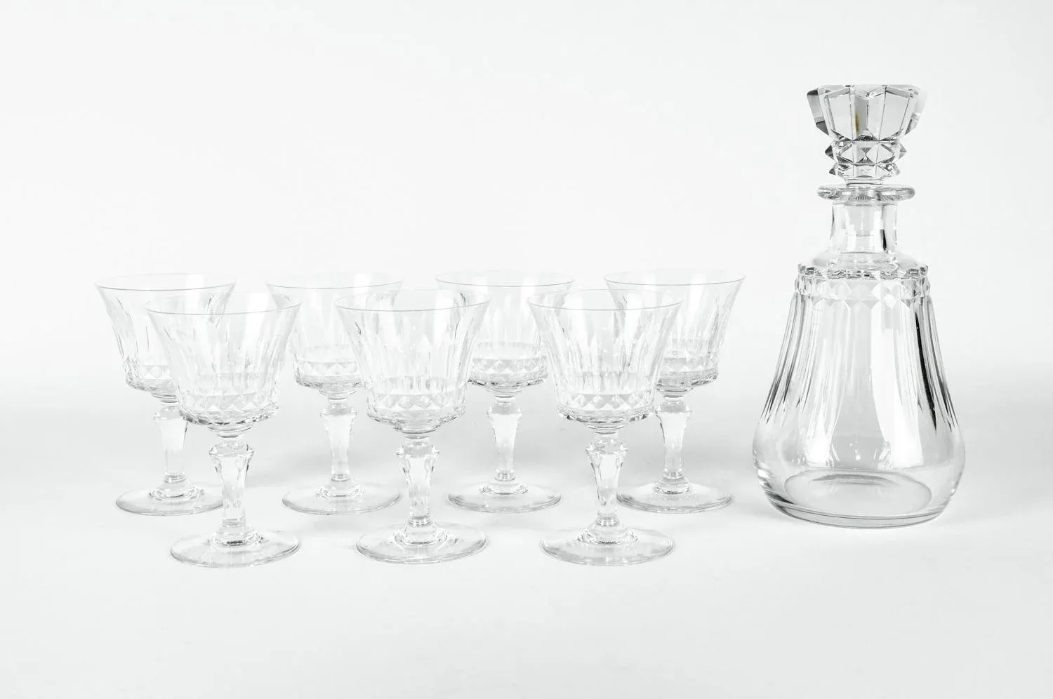 Vintage Baccarat Crystal Decanter & Glasses - Set of 8