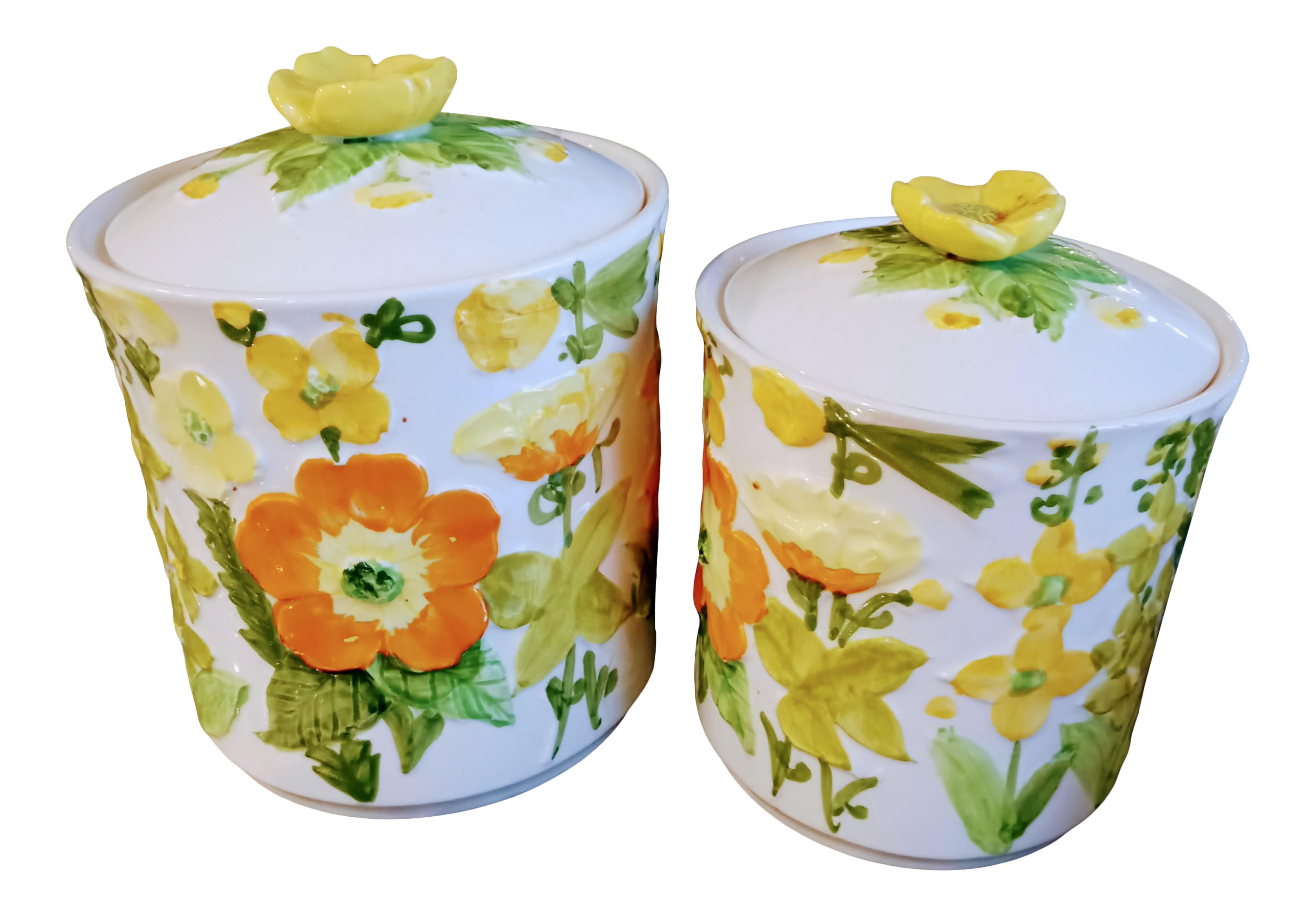 Vintage Storage Tin Bright Flowers