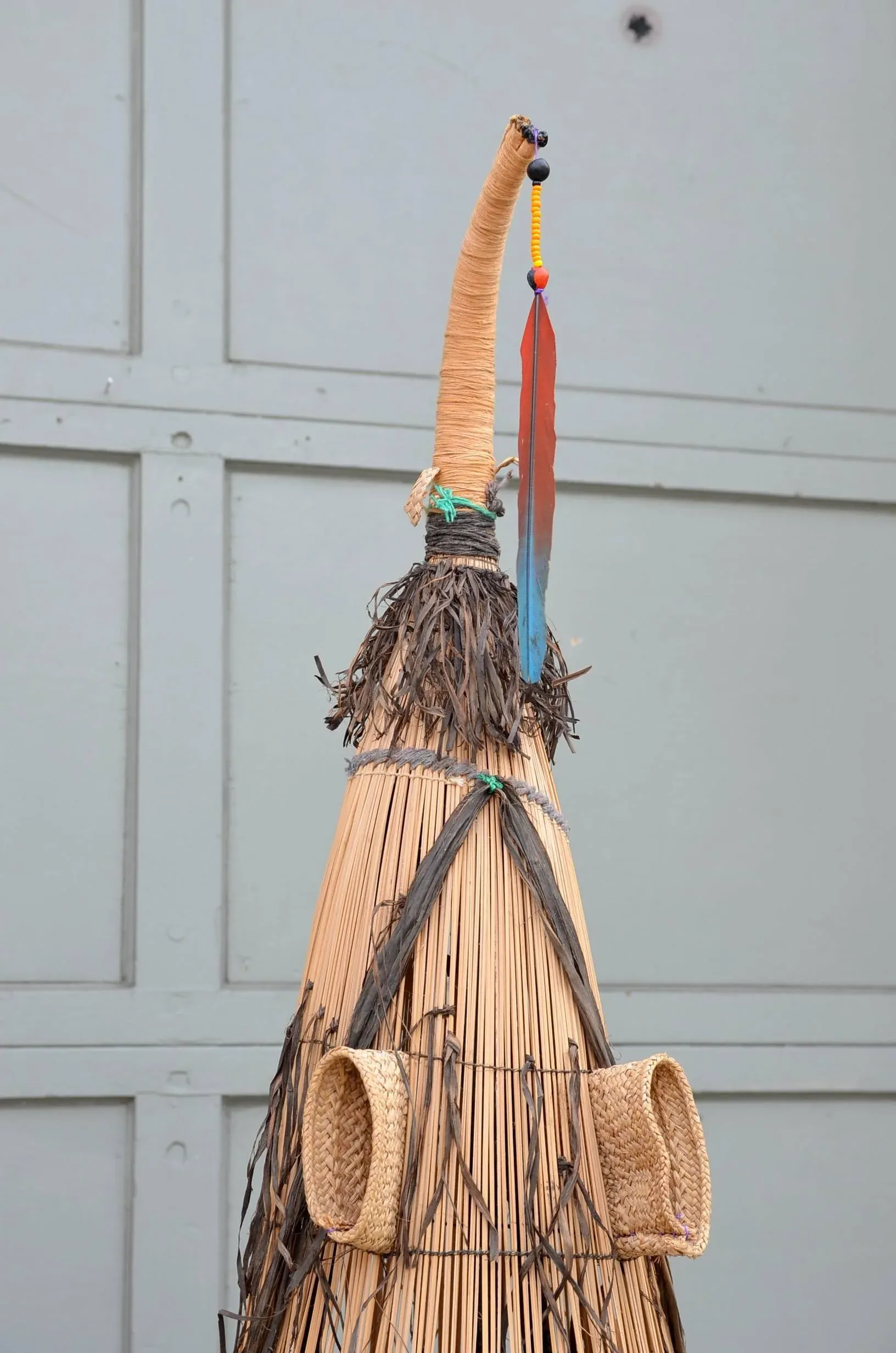 Decorative Brazilian Indian Ceremonial Mask on Stand