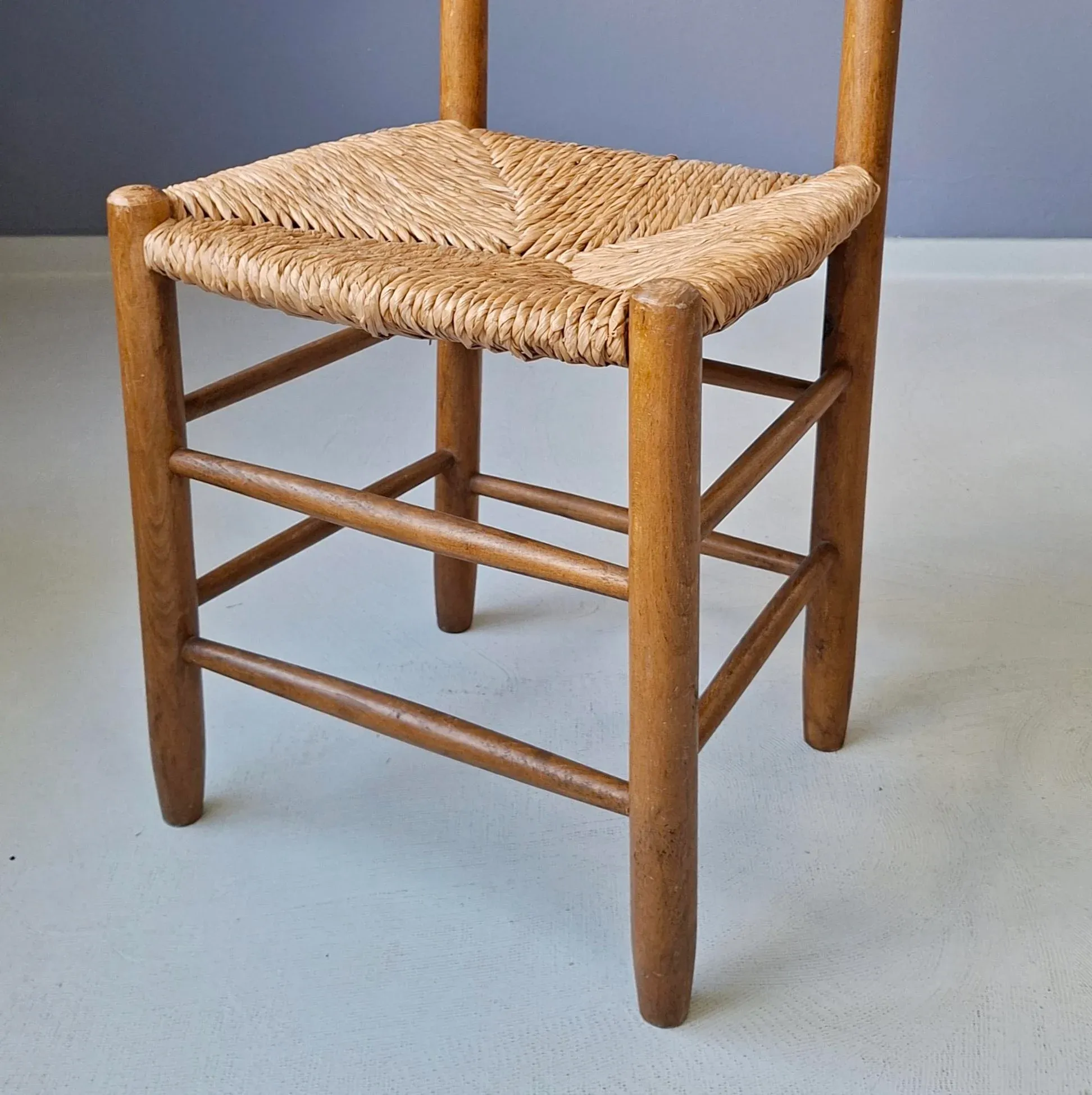Wooden Chair with Rush Seat and Backrest, 1960s | Chairish