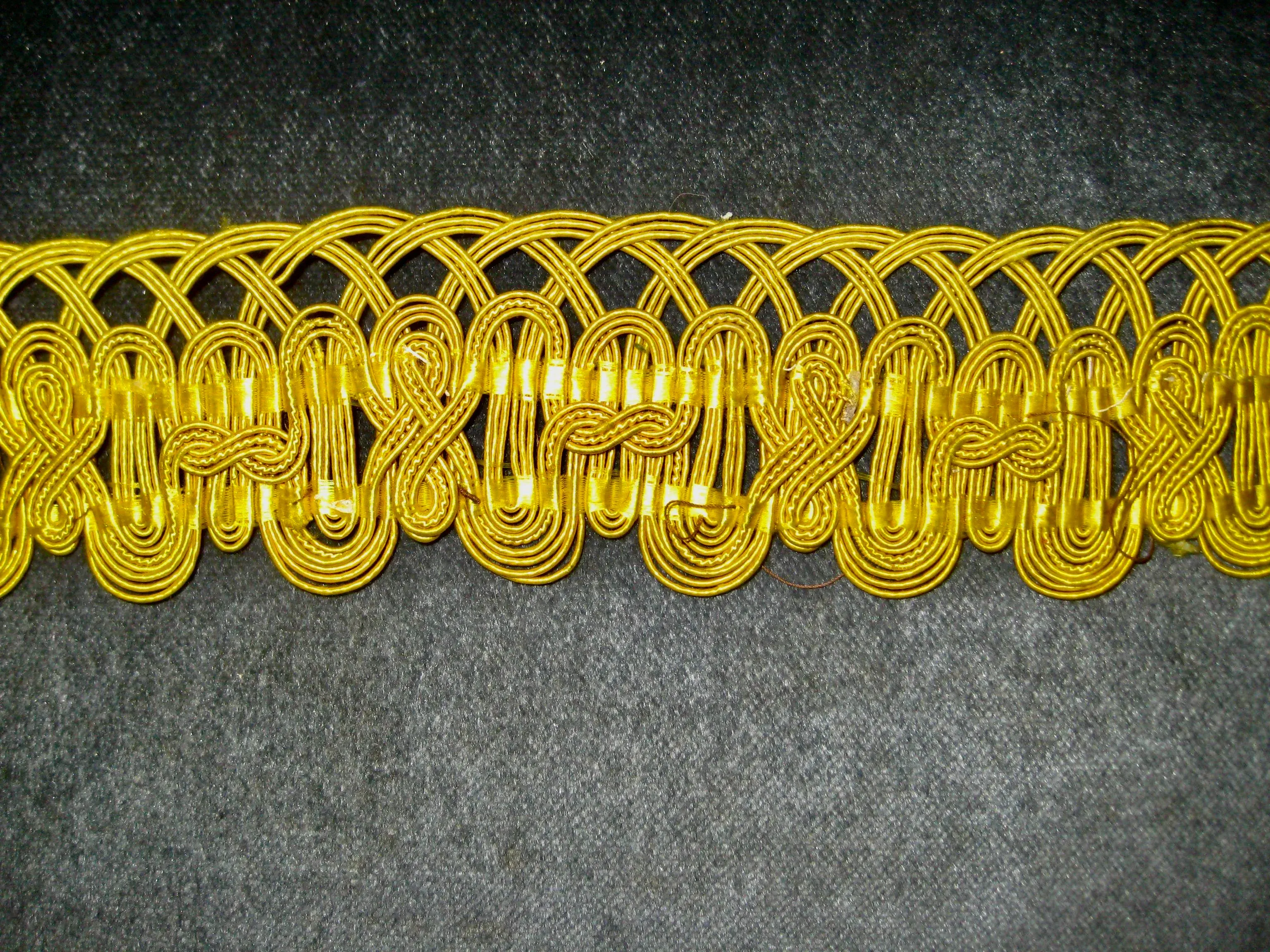 French Large Yellow Silk Trim Circa 1780 - 5 Yards