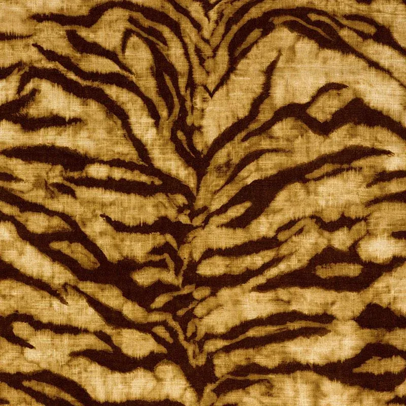 Schumacher Tigre Linen Print Fabric in Golden Brown