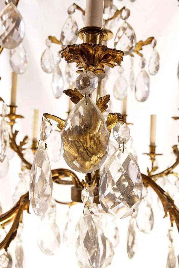 French Gilt Bronze and Cut-Glass 14-Light Chandelier, 19th Century