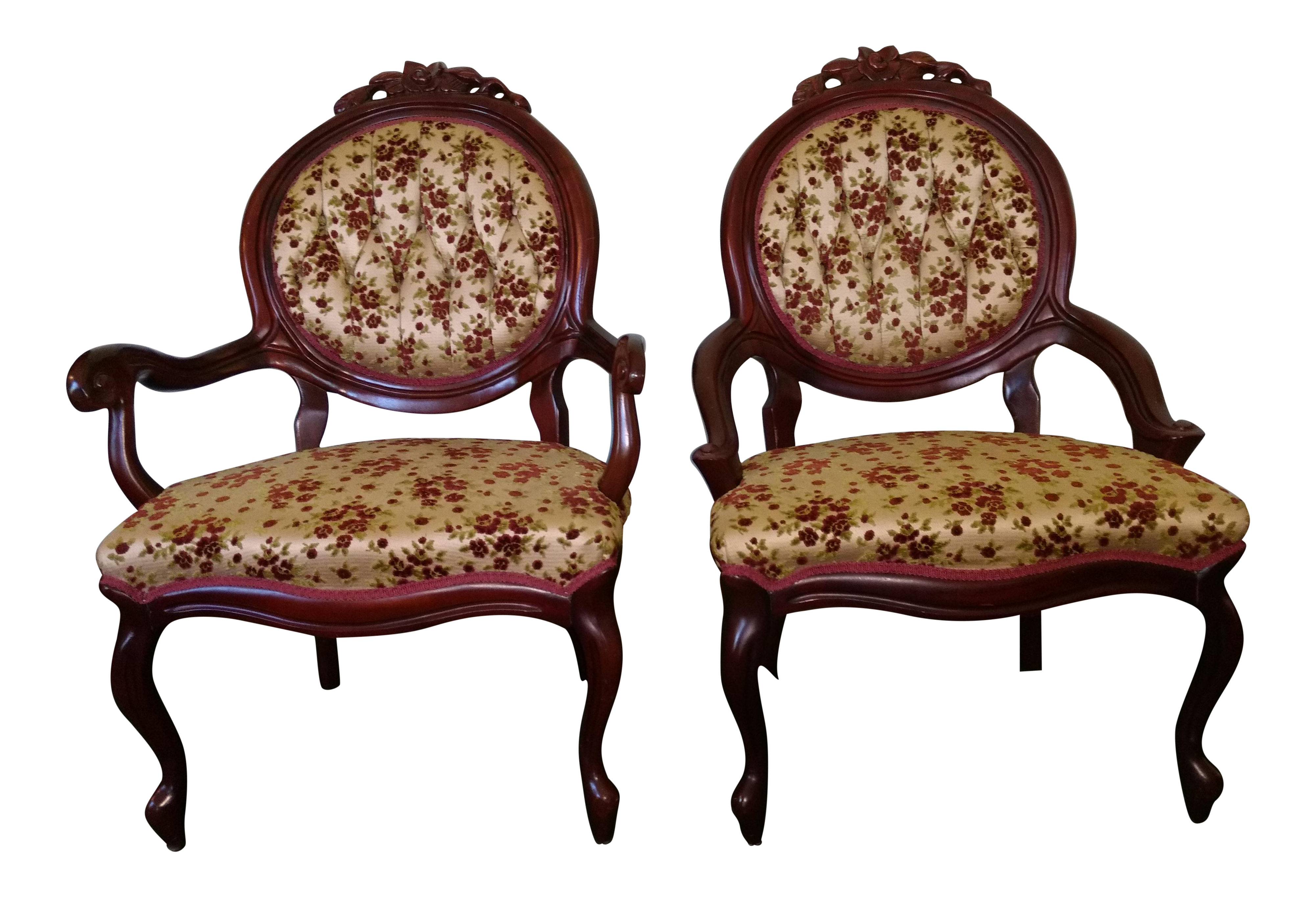 Carlton McLendon Furniture Co. Victorian Chairs - A Pair | Chairish