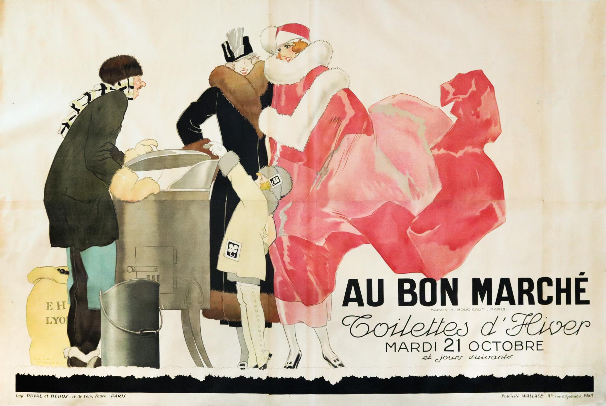 1930s Original French Art Deco Poster, Au Bon Marché | Chairish